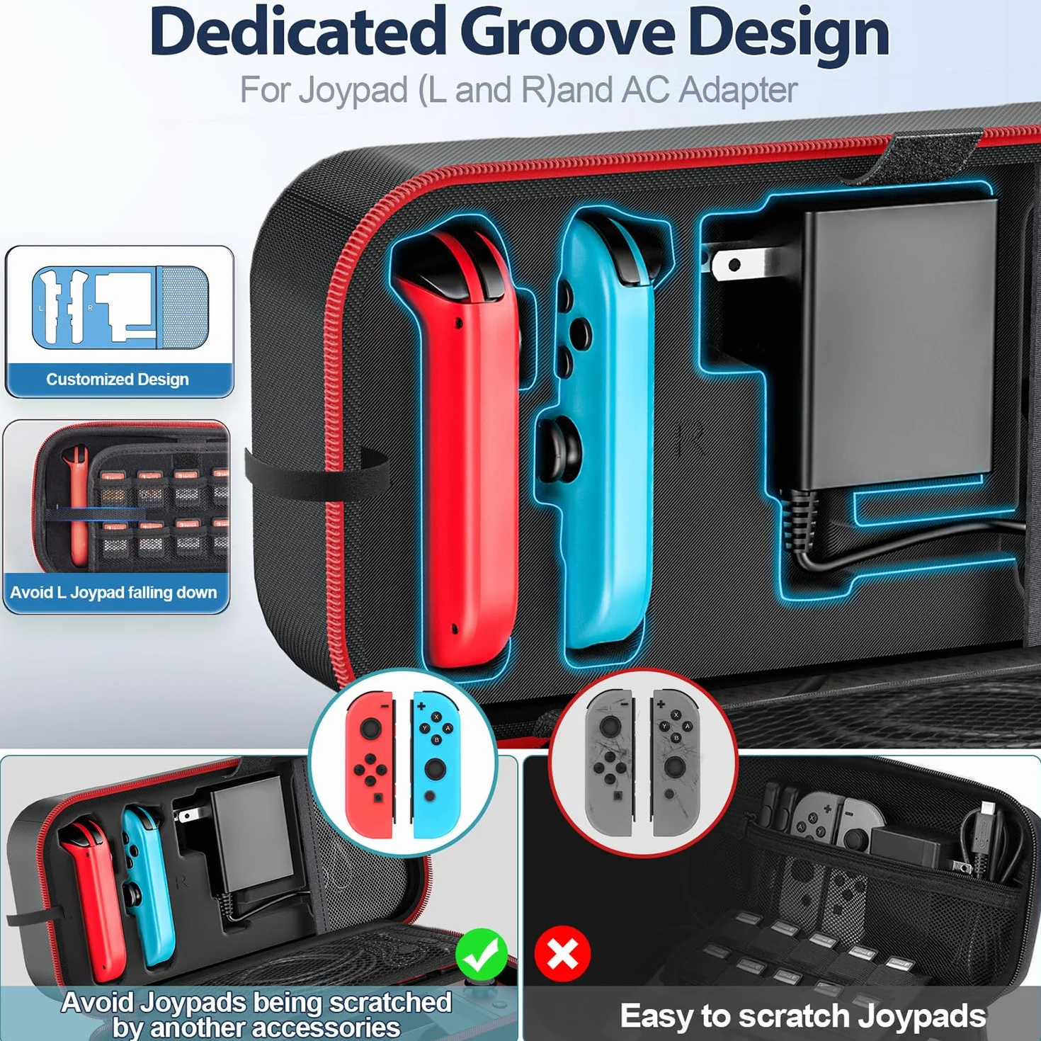 OIVO Etui na Nintendo Switch & Switch OLED, etui NS z 20 gniazdami na kartę, etui ochronne i twarda obudowa do konsoli i akcesoriów Nintendo Switch, czerwone