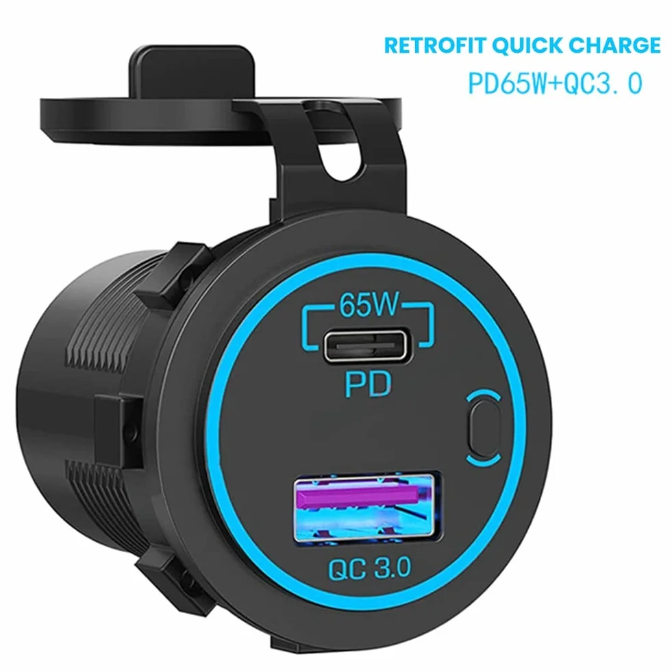 SIDNEY 65W PD 12V Wyjście USB do komputera USB C ładowarka samochodowa Port wielu adapter wody do samochodów ciężarowych
