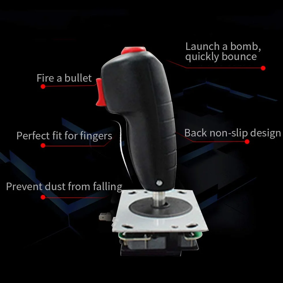 Joystick 8-drożny kontroler do gier, symulacja gier komputerowych, joystick z przyciskiem Top do gier lotniczych, czarny, czerwony