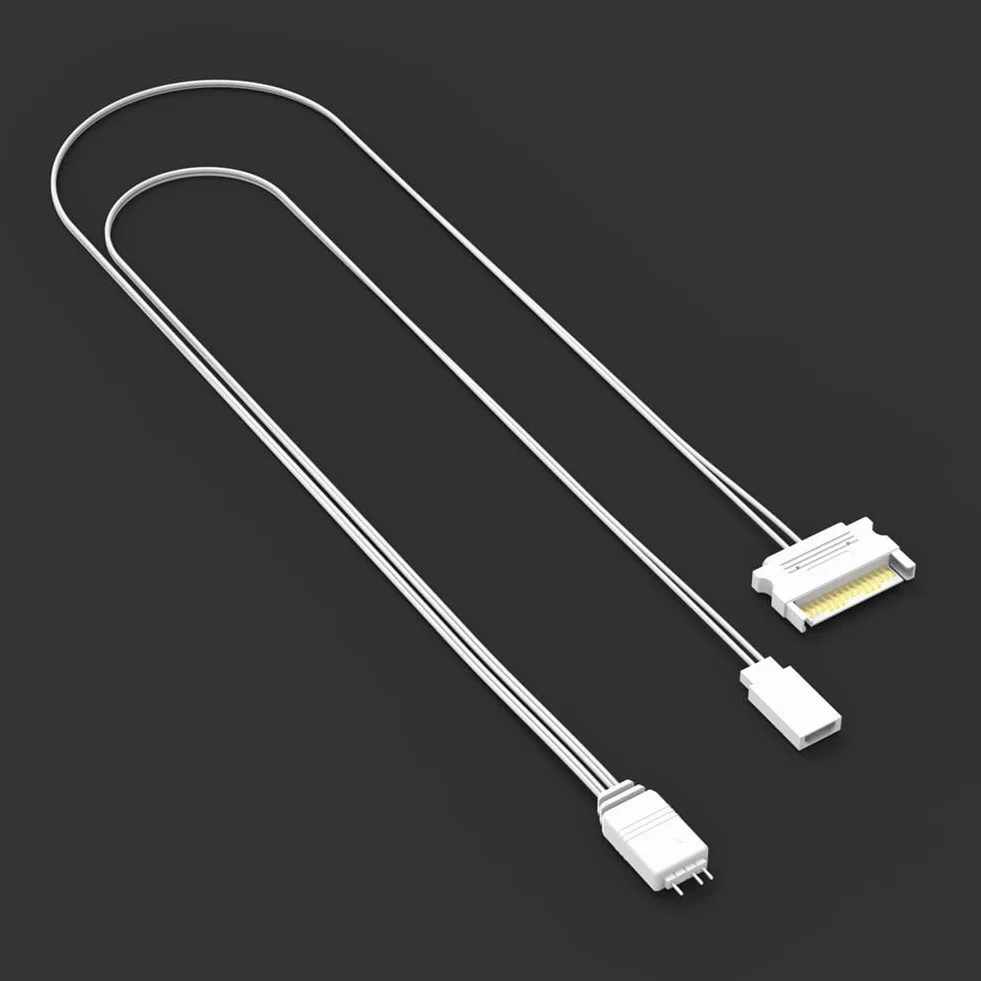 Kabel Zasilający do Oświetlenia ARGB z Kontrolerem ARGB do Komputera, Kabel Zasilający do Resetowania ARGB z Kontrolerem RESET do Komputera PC, Instrukcja Obsługi, Kontroler Biały