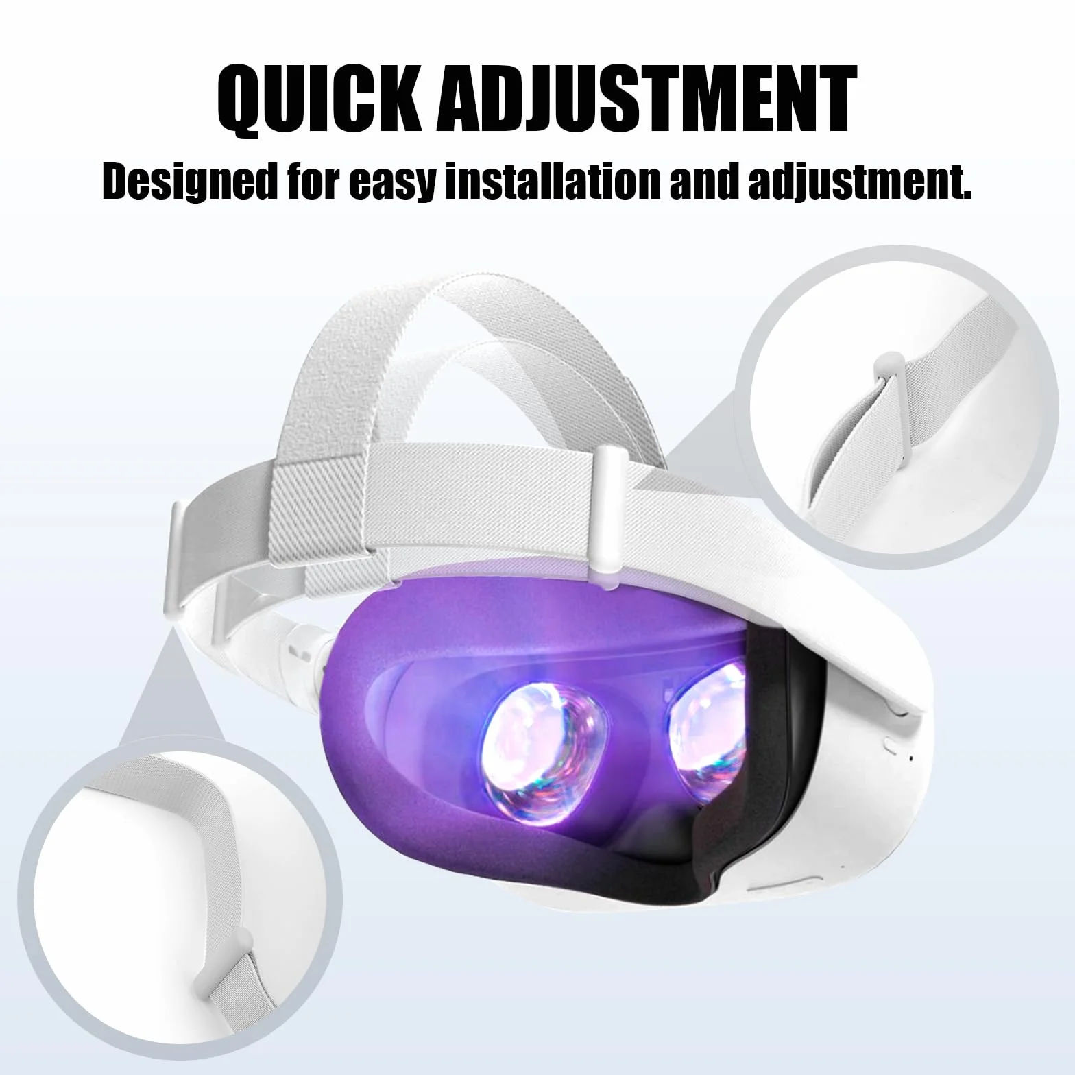 Pasek na Głowę do Oculus Quest 2 Zestawu Słuchawkowego, Regulowany Zamienny Pasek na Głowę Części Akcesoriów do Zestawu Słuchawkowego VR Kompatybilny z Meta Quest 2