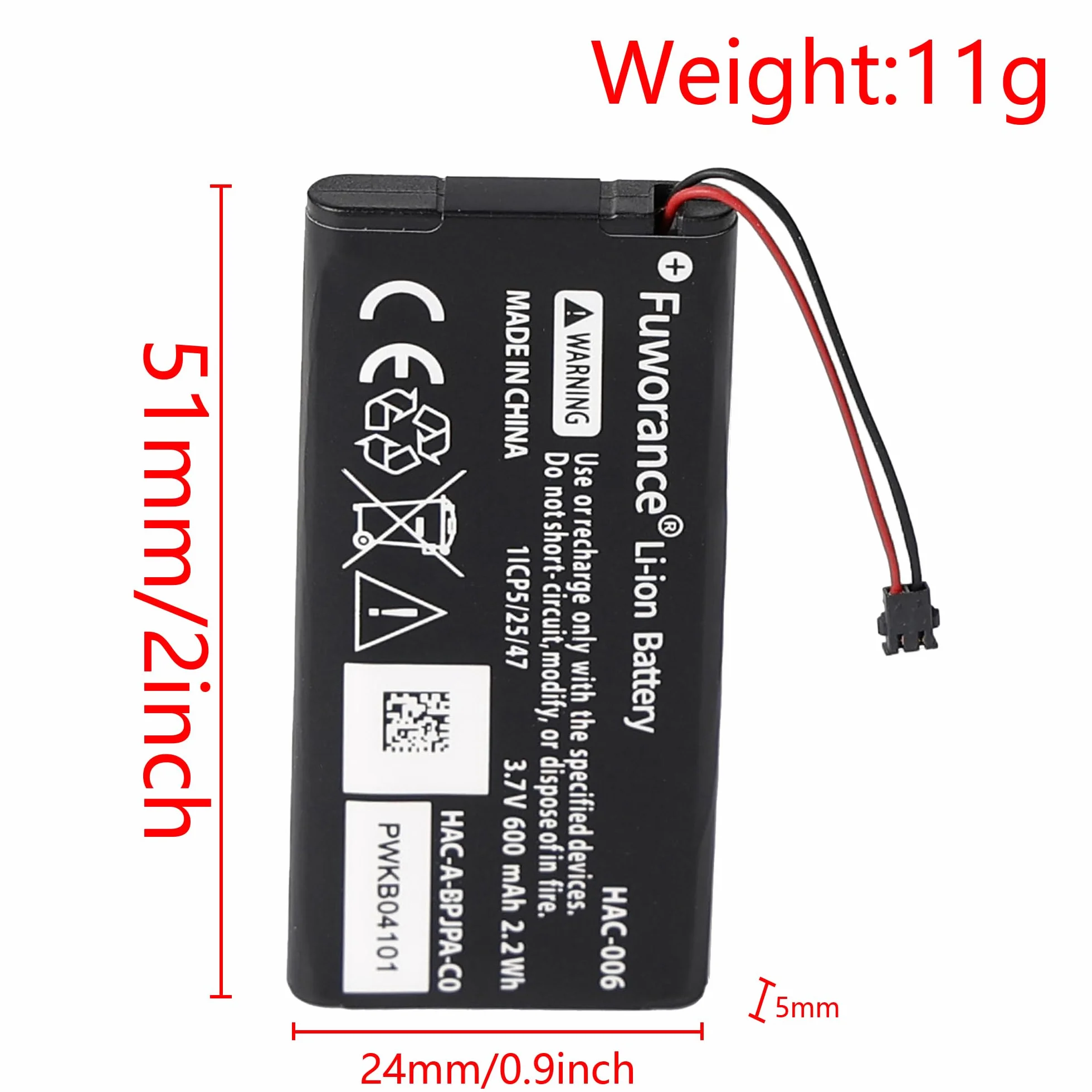 2 szt. Bateria 600 mAh, 3,7 V, kompatybilna z Nintendo Switch Joy-Con Controller HAC-006, HAC-015, HAC-016, HAC-A-JCL-C0, HAC-A-JCR-C0, lewa właściwa konsola do gier, wymienna bateria