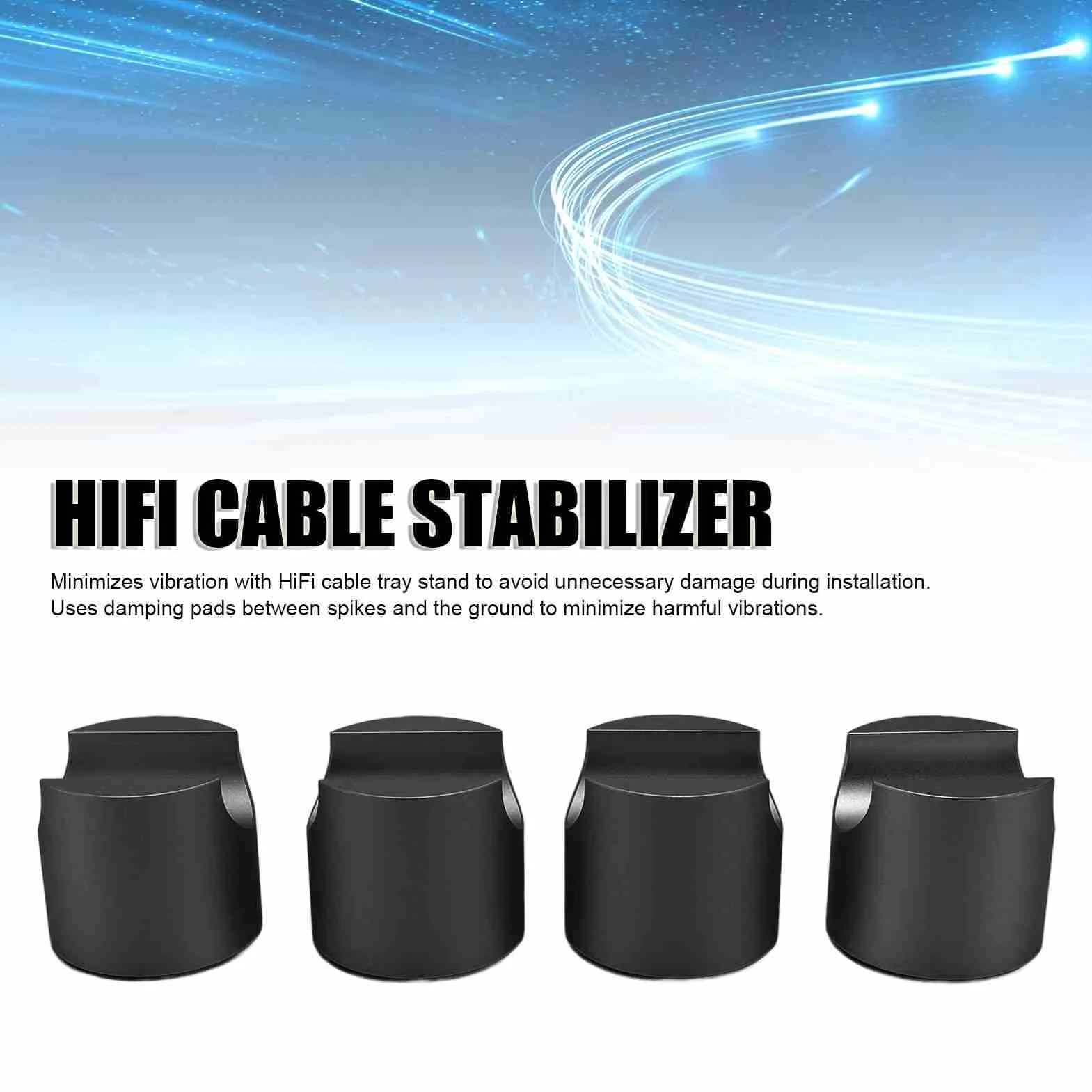4 szt. Zacisk do Kabla HiFi Wspornik z Drutu Ze Stopu Aluminium Mocny Kabel Głośnikowy Zacisk Podwyższający Kabel HiFi Trzpień Stabilizujący z Podkładkami Tłumiącymi do (BLACK)