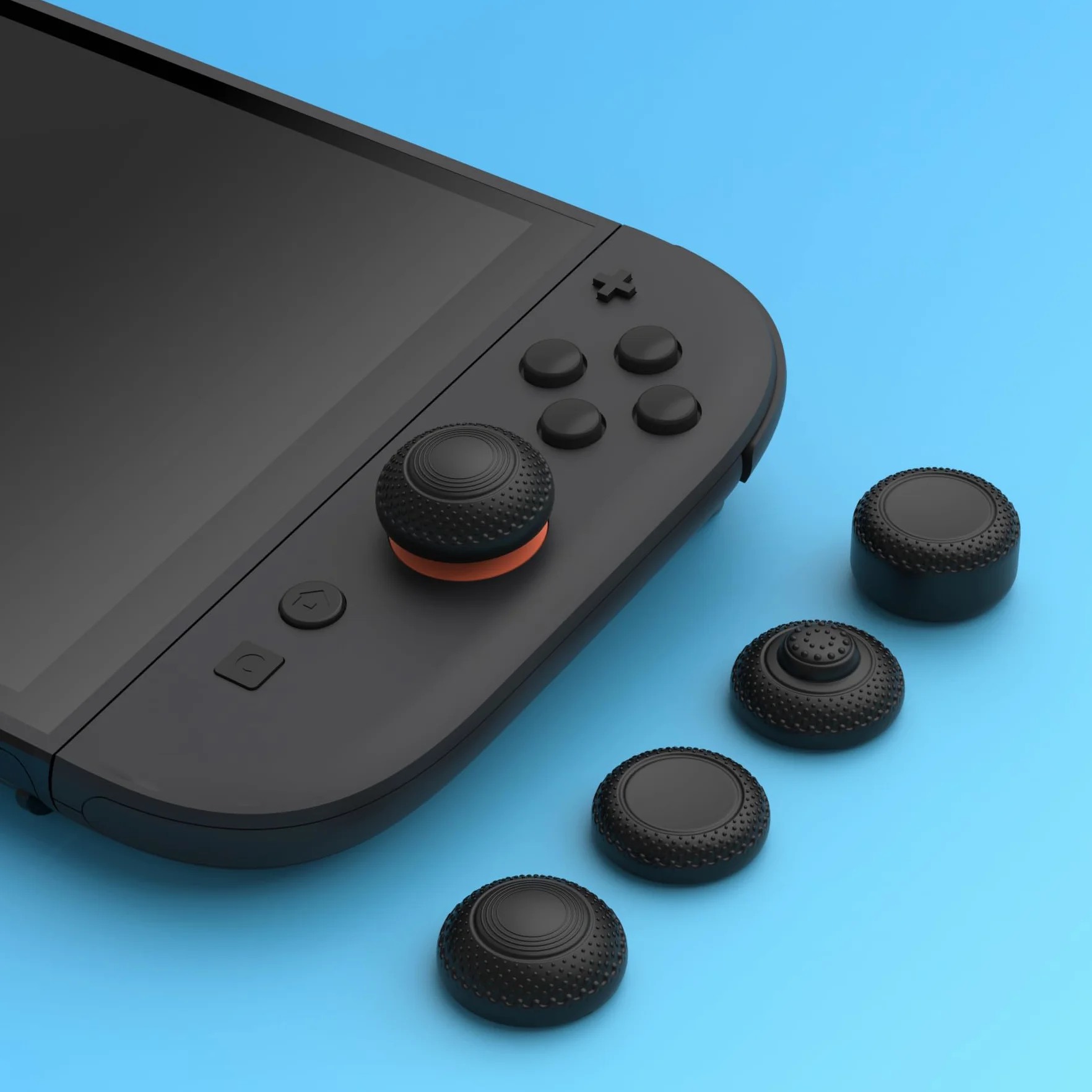 PlayVital Nakładki Drążki Analogowe do Switch 2 Akcesoria do Joysticka,Osłony Drążków Analogowych do Switch 2 Joycon Zestaw Thumb Gripów - Czarny, 8 w 1 Pro