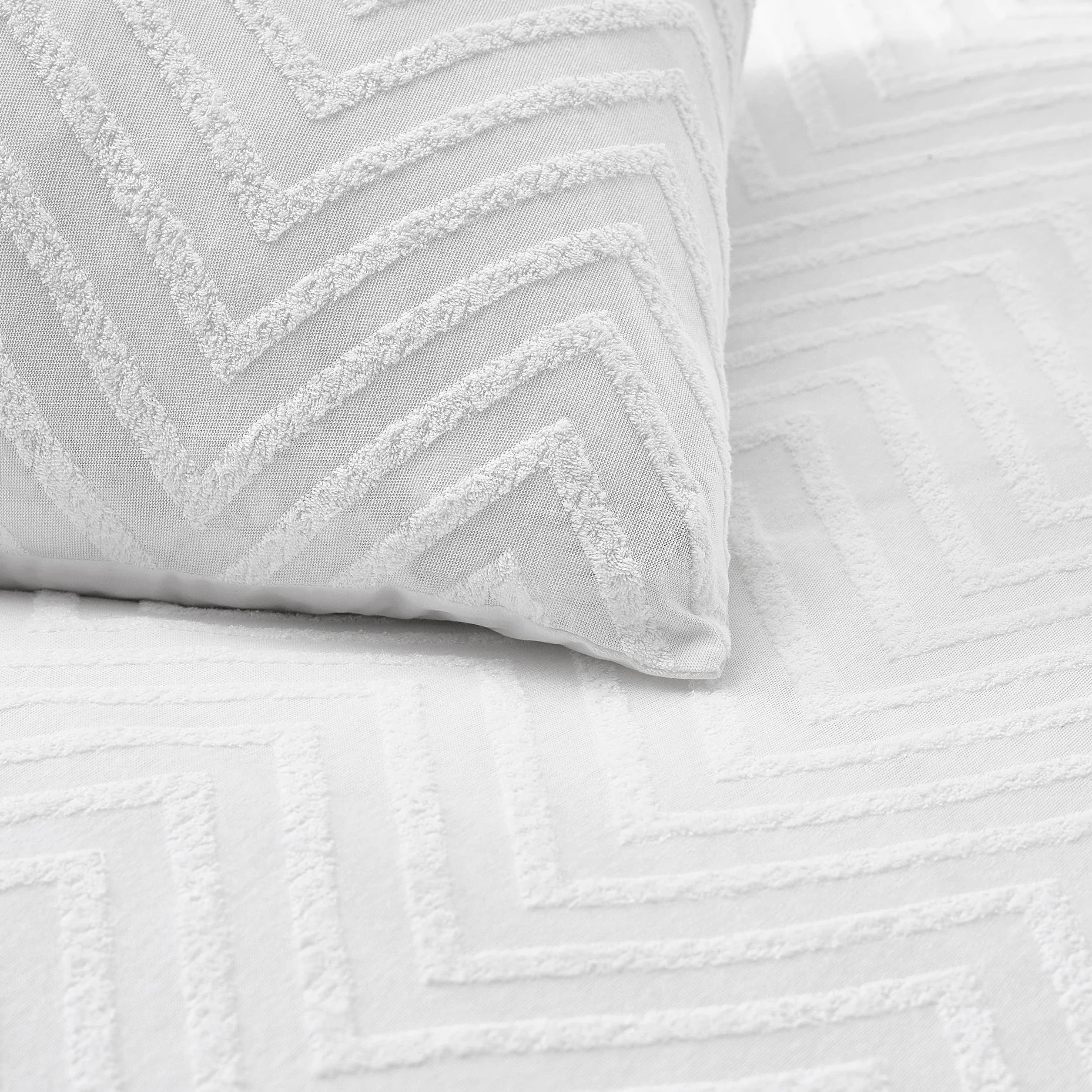The Linen Yard Chevron wyściełana geometryczna poszewka na kołdrę.