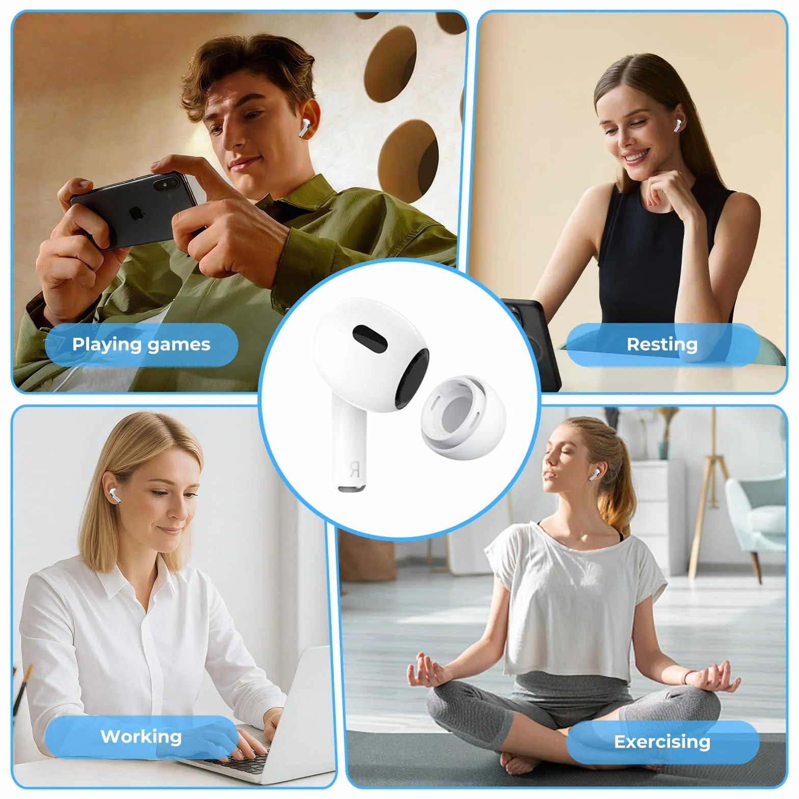 flintronic 4 rozmiary końcówek dousznych kompatybilne z AirPod Pro i AirPods Pro 2