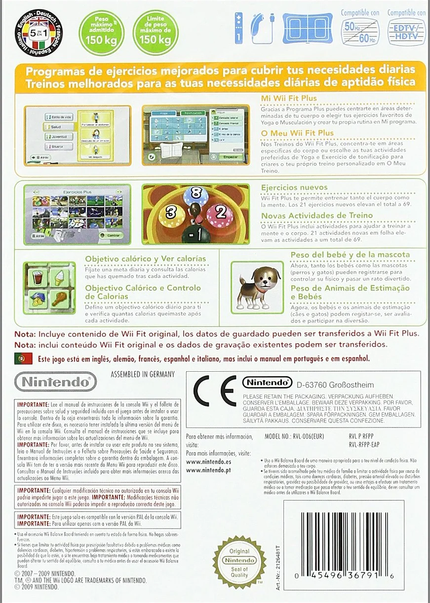 Wii Fit Plus gra tylko europejskie okładki, gra w wiele języków