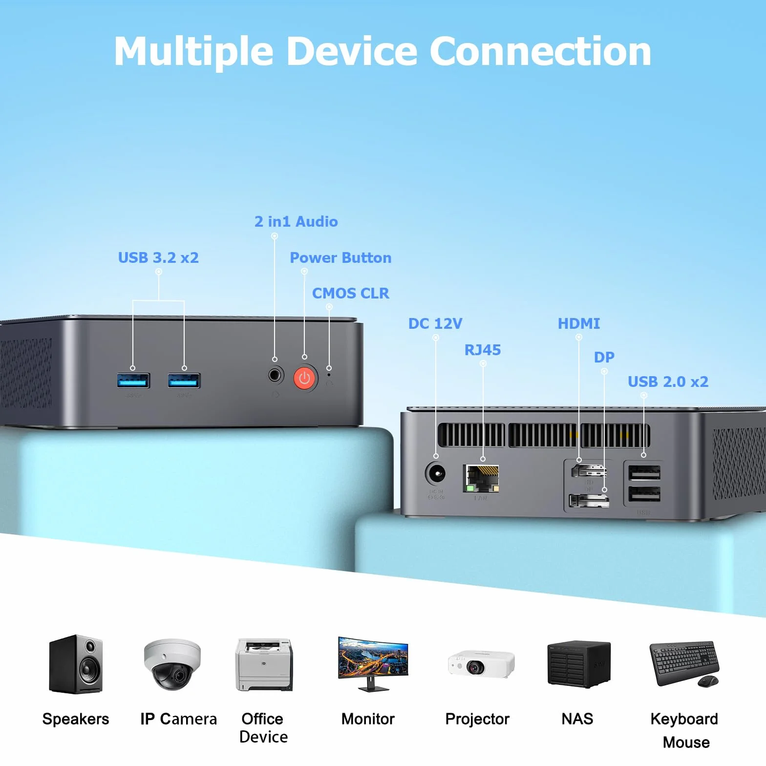 AWOW Mini PC Windows 11 Pro Gen12 N100 Quad Core 3,40 GHz, 16 GB DDR4 512 GB SSD mini komputer stacjonarny, Micro PC Dual Display HDMI DP 4K 60Hz RJ45 Gigabit Ethernet, WiFi5