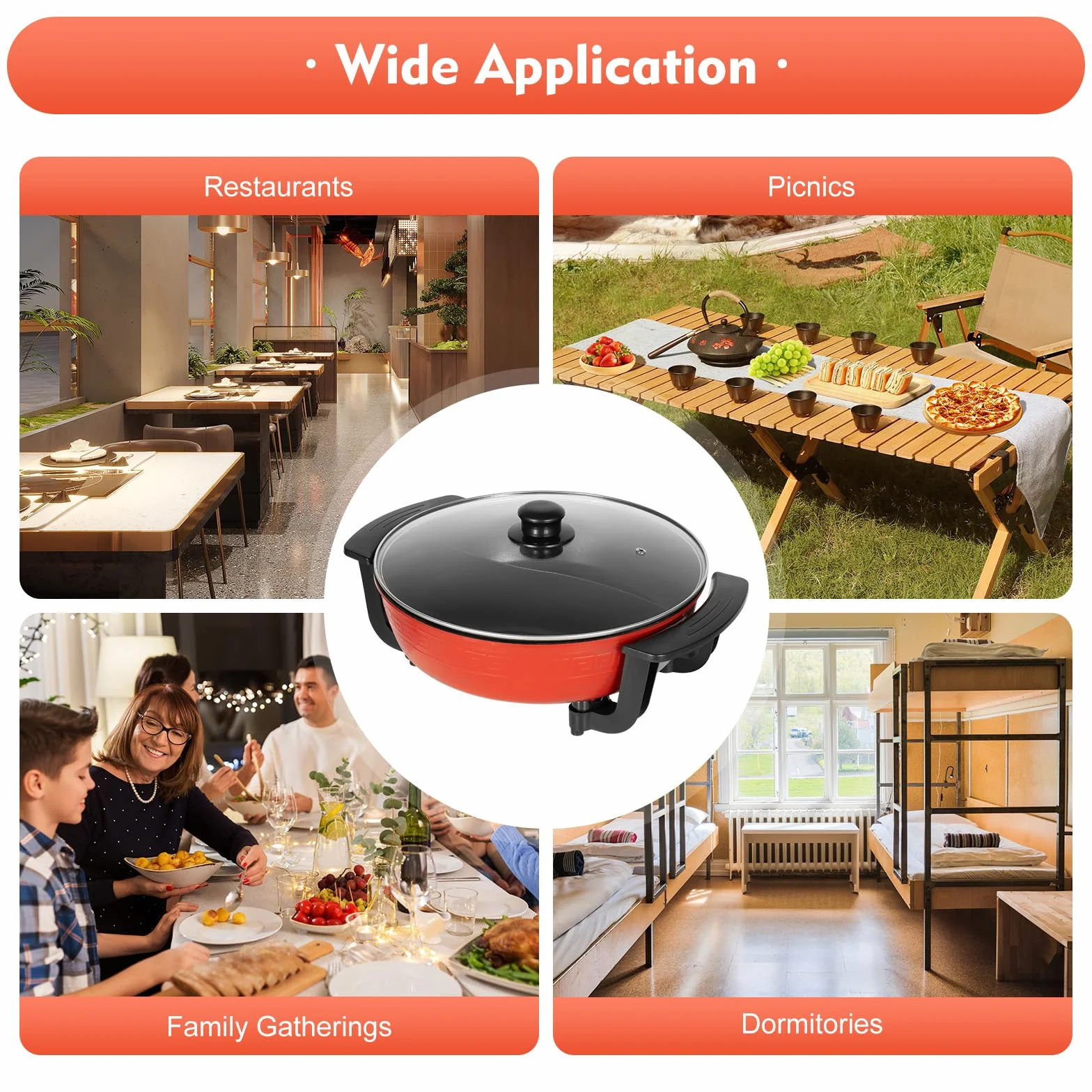 Yin Yang Hot Pot elektryczna patelnia wok 6 l, 2 strony, garnek do zupy, nieprzywierający, chiński hotpot, łatwy do czyszczenia, szybkie nagrzewanie