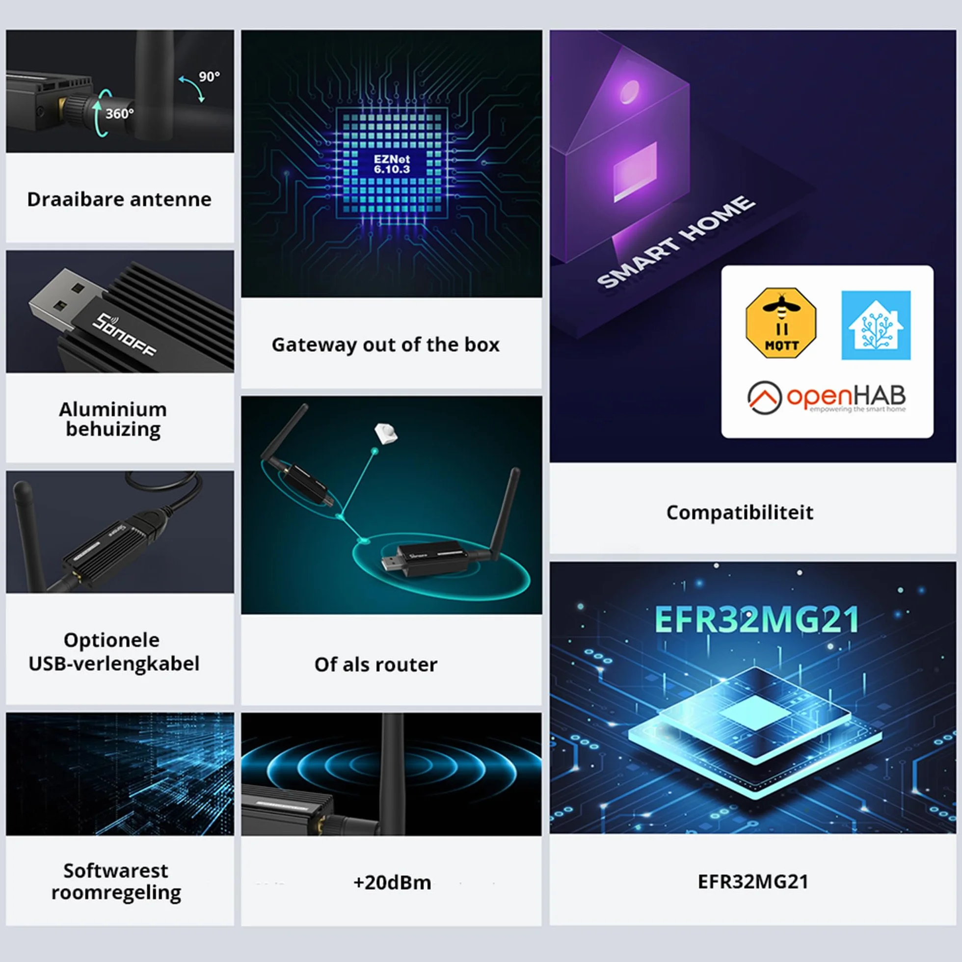 SONOFF Dongle USB Zigbee plus-ZBDongle-E 3.0 SMA interfejs anteny zewnętrznej Uniwersalna brama, preinstalowana z firmware Zigbee opartym na EZNet 6.10.3 koordynacja asystenta domowego lub Zigbee2MQTT
