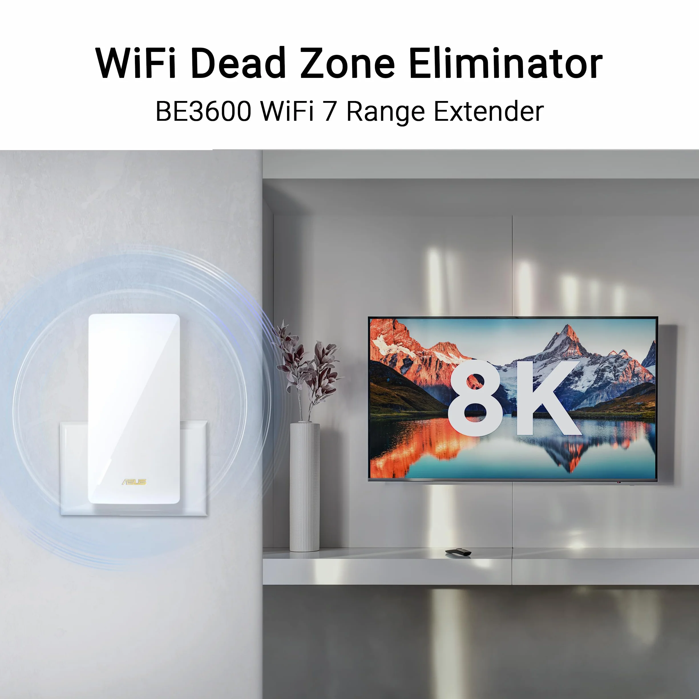 ASUS RP-BE58 BE3600 Dual Band WiFi 7 AiMesh Repeater (przedłużacz zakresu, do 3600 Mbps, bezszwowa siatka WiFi, łatwa konfiguracja za pomocą aplikacji)