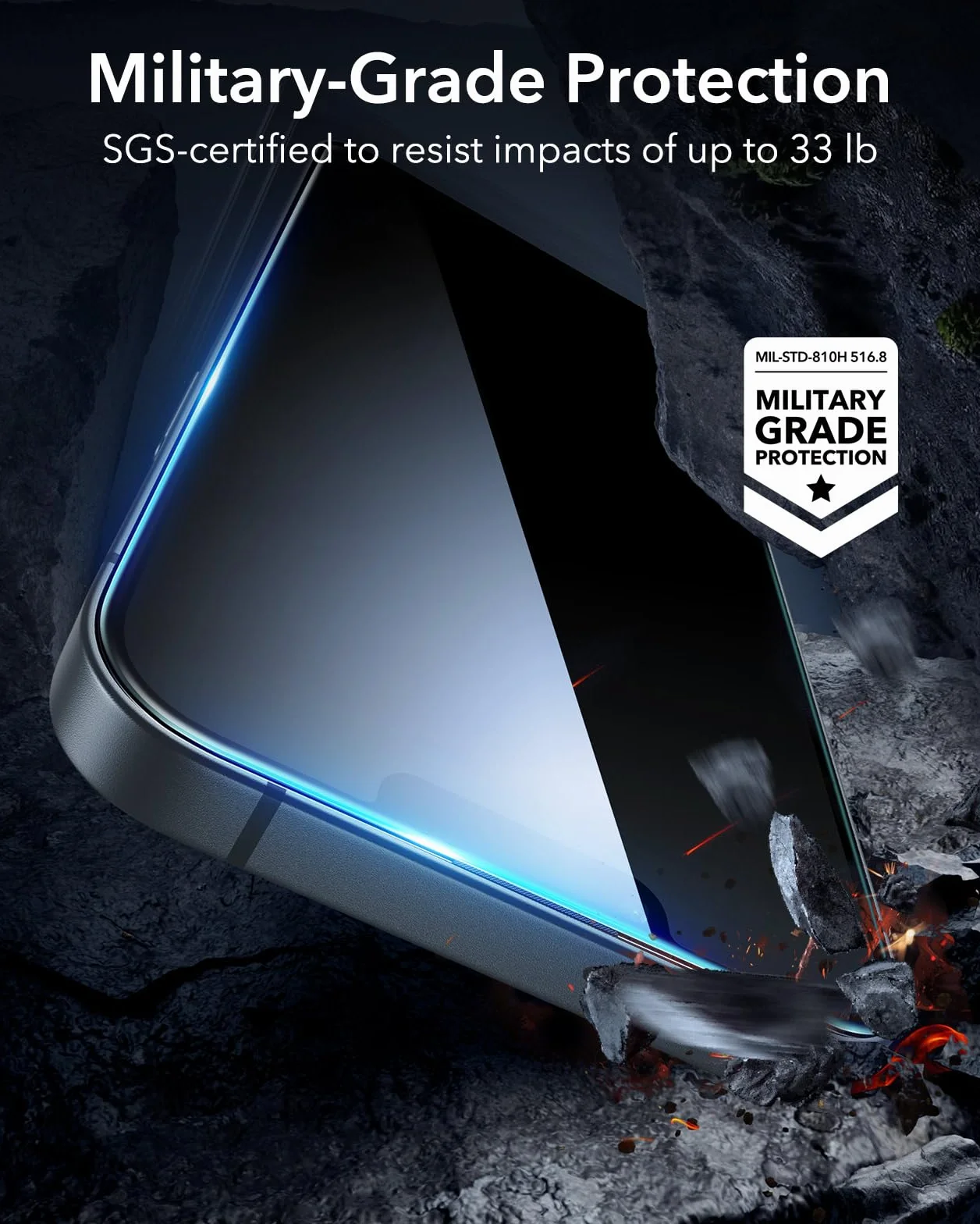 ESR Szkło hartowane kompatybilne z iPhone 14 ochraniacz ekranu i iPhone 13/13 Pro, z łatwą instalacją, ochroną klasy wojskowej, ultra wytrzymały, odporny na zarysowania, 3-pak