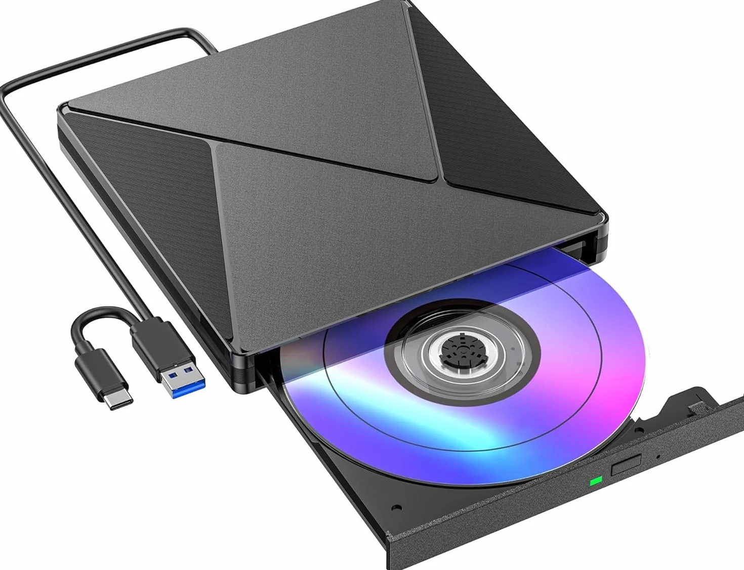 BHHB Zewnętrzny odtwarzacz CD DVD DVD Napęd zewnętrzny z USB 3.0 i USB-C, Napędy przenośne CD/DVD /-RW/ROM stabilny dla PC/laptopów/Windows 11/10/8/7/XP/Vista/Linux/MacOS