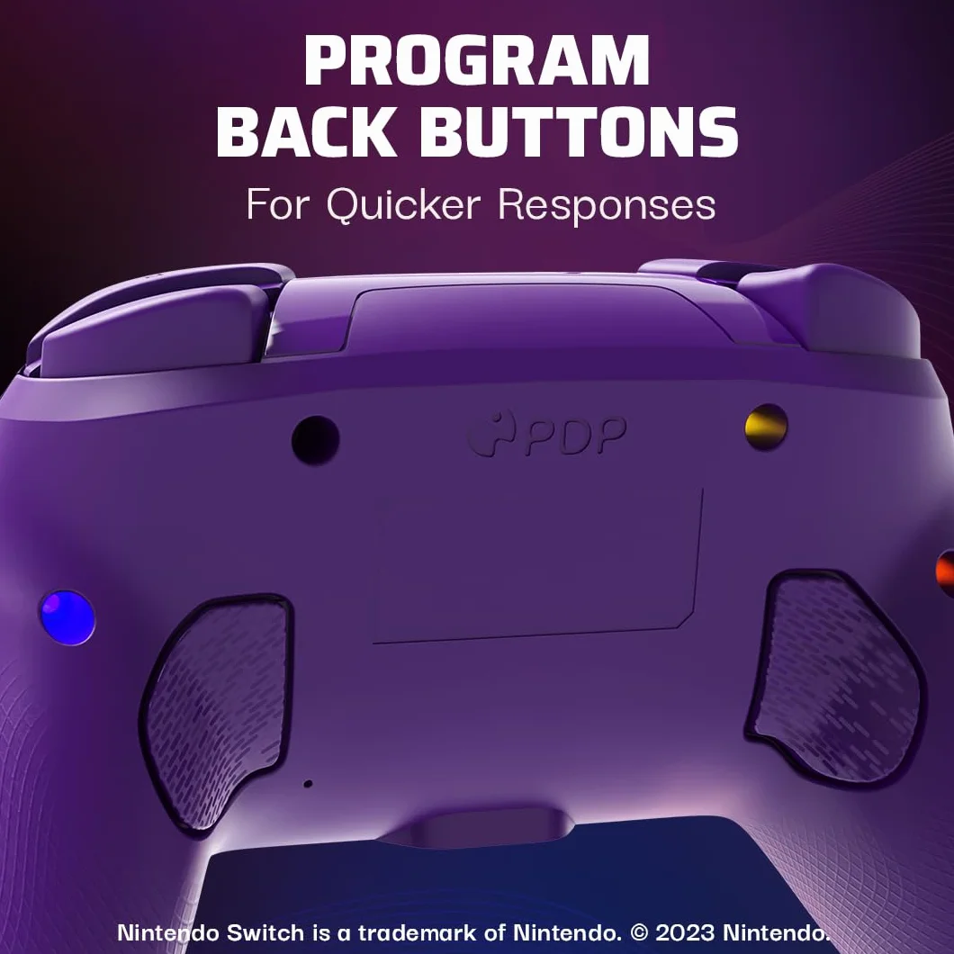 PDP Afterglow Wave Wireless Pro Controller with Full Motion for Nintendo Switch, Nintendo Switch - OLED Model, 8 RGB LED Lighting Zones, 30 Foot Range, 20 Hour Rechargeable Battery Purple
