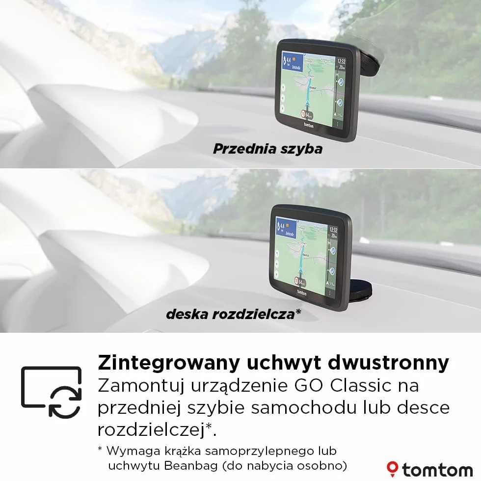 TomTom Nawigacja GO Classic 2gen. (ekran 6-cali, informacje o korkach, ostrzeżenia o fotoradarach na 3 mies., mapy UE, aktualizacje przez sieć Wi-Fi, asystent pasa oraz zintegrowany uchwyt)