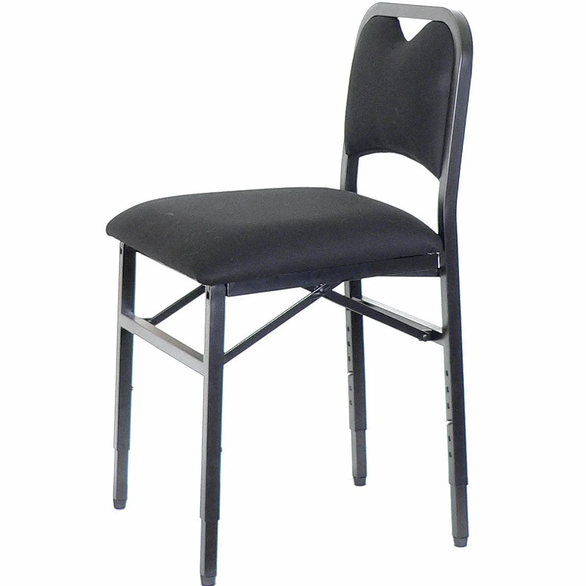 Składane krzesło z regulacją wysokości, wyściełane i ergonomiczne - VIVO, czarne (M)