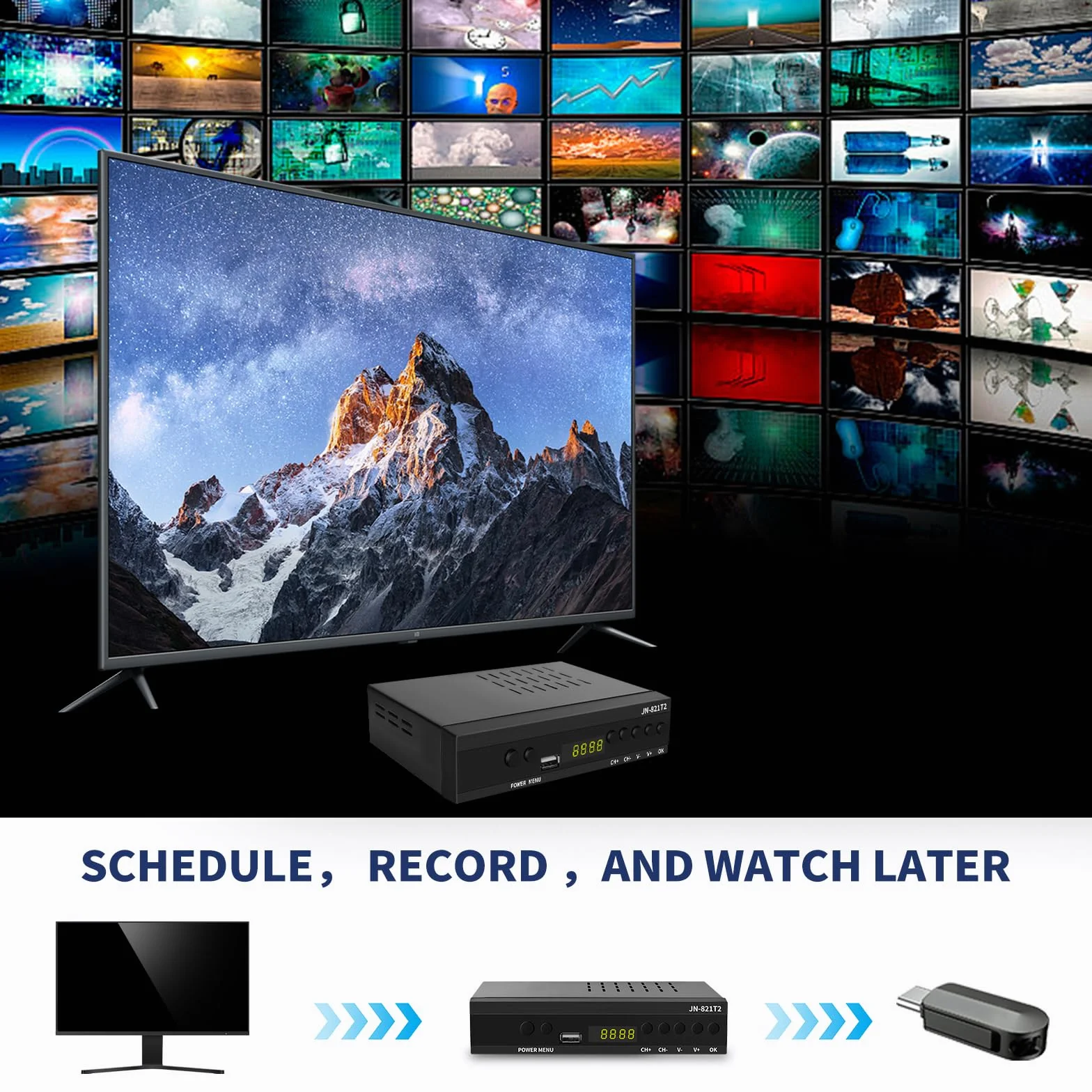 2024 H.265 Hevc Main odbiornik cyfrowy DVB-T2, cyfrowy odbiornik naziemny, telewizor SCART Full HD 1080p, odbiera wszystkie bezpłatne kanały, obsługuje multimedia PVR USB