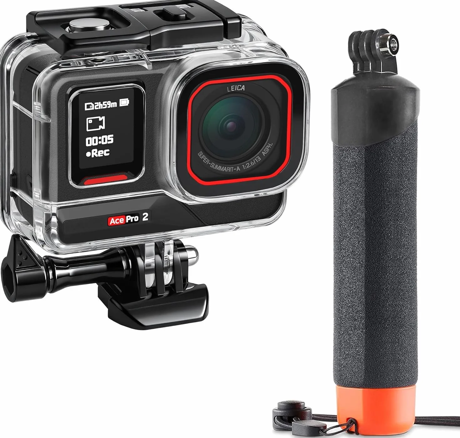 FitStill Zestaw do nurkowania do Insta 360 ace Pro 2/ace Pro, wodoszczelna obudowa 50 m + uchwyt wypornościowy, do fotografii podwodnej ace pro 2 akcesoria