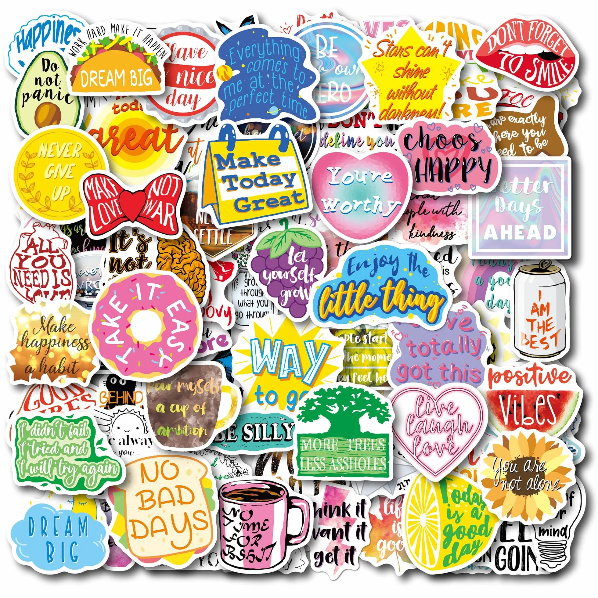 100 sztuk naklejek motywacyjnych z sentencjami, pozytywne afirmacje, inspirujące naklejki motywacyjne, wodoodporne, winylowe, zestaw naklejek na laptopa, do scrapbookingu, dziennika, deskorolki