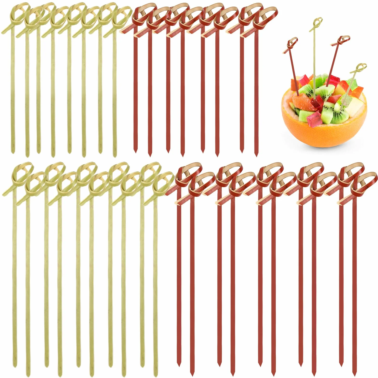 400 sztuk bambusowych pałeczek koktajlowych, bambusowe szpikulce do przekąsek naturalny koktajl bambusowa wykałaczka, na przyjęcie urodzinowe wesele festiwal grillowy 9 cm / 12 cm chiński