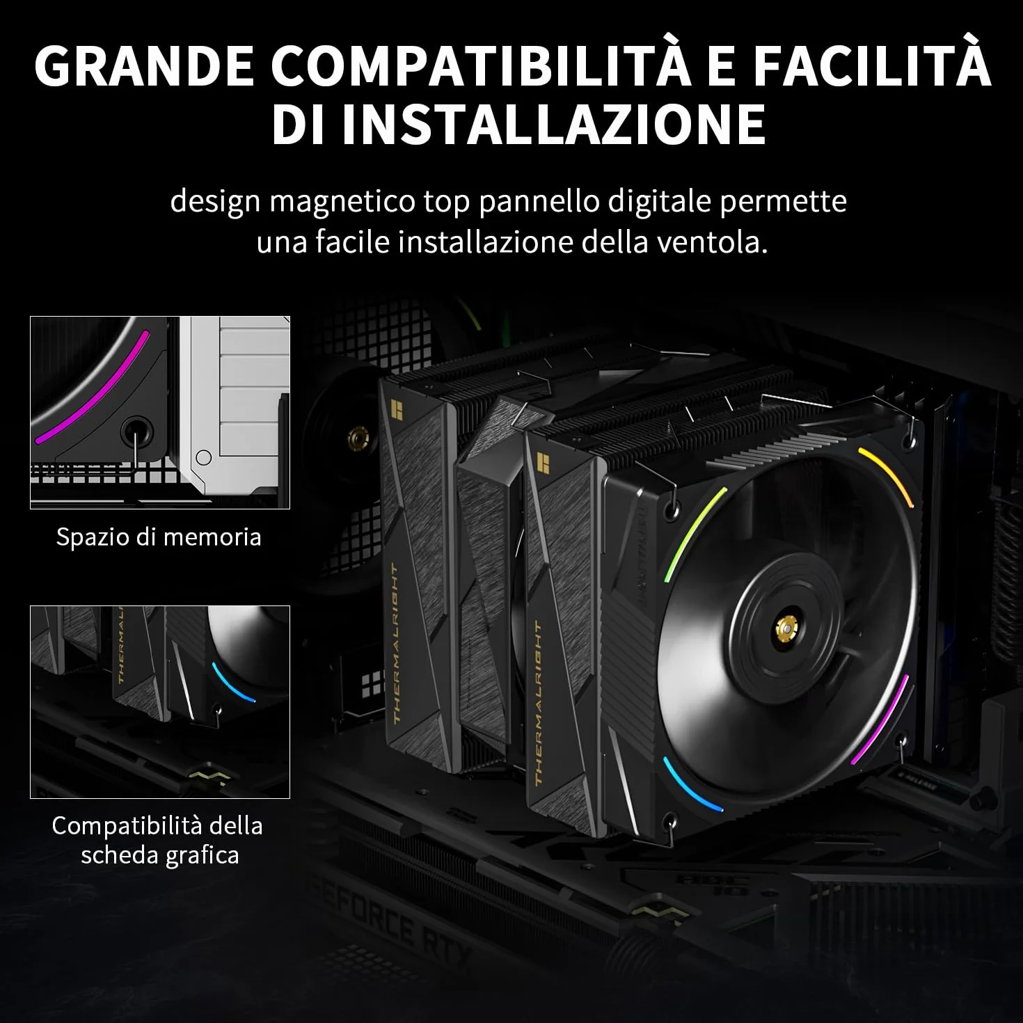 TR - Royal Pretor 130 Ultra Black Chłodnica procesora, 7 radiatorów Heatpipe, chłodzenie procesorem, czarna szczotkowana górna pokrywa, do Intel LGA115X/2011/1700/1851, platform AM4/AM5, podwójne
