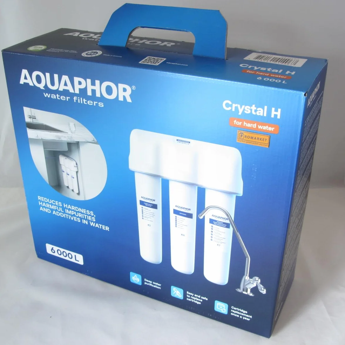 AQUAPHOR System filtrowania wody Crystal H z filtrem K3, K7, KH do twardej wody.