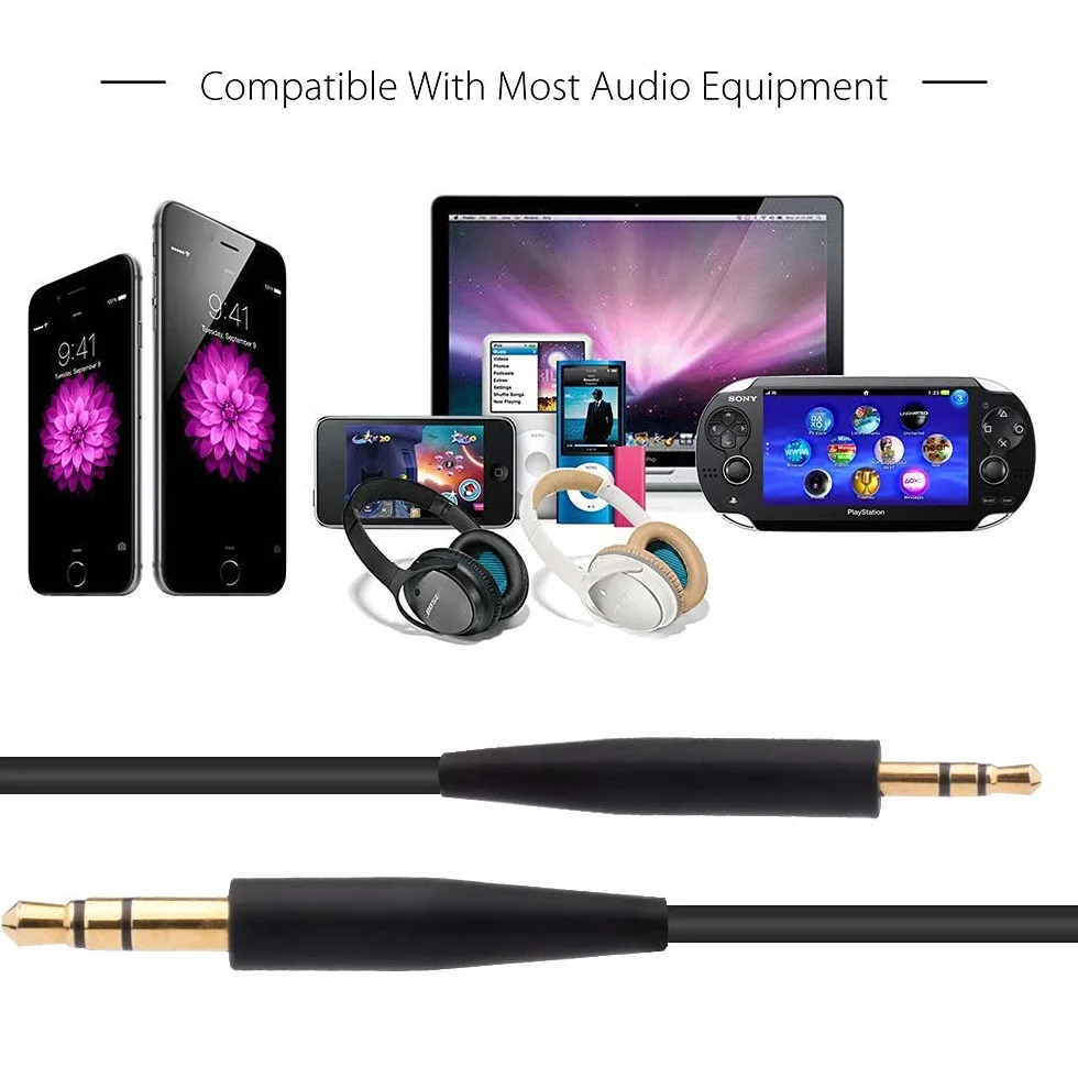 Toxaoii Kabel audio kompatybilny z Bose 700 QuietComfort QC45 QC35II QC35 QC25 SoundTrue Soundlink On-Ear 2 OE2 Kabel pomocniczy (czarny)