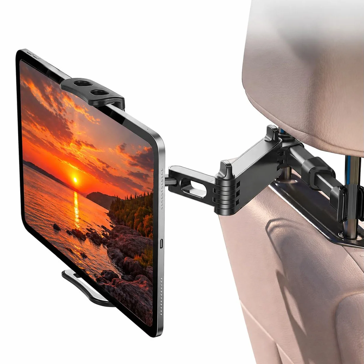 Linkstyle Samochodowy Uchwyt na Tablet, Zagłówek Uniwersalny Obrotowy uchwyt na tablet 360° do Urządzeń o Przekątnej 4-10,6 cala