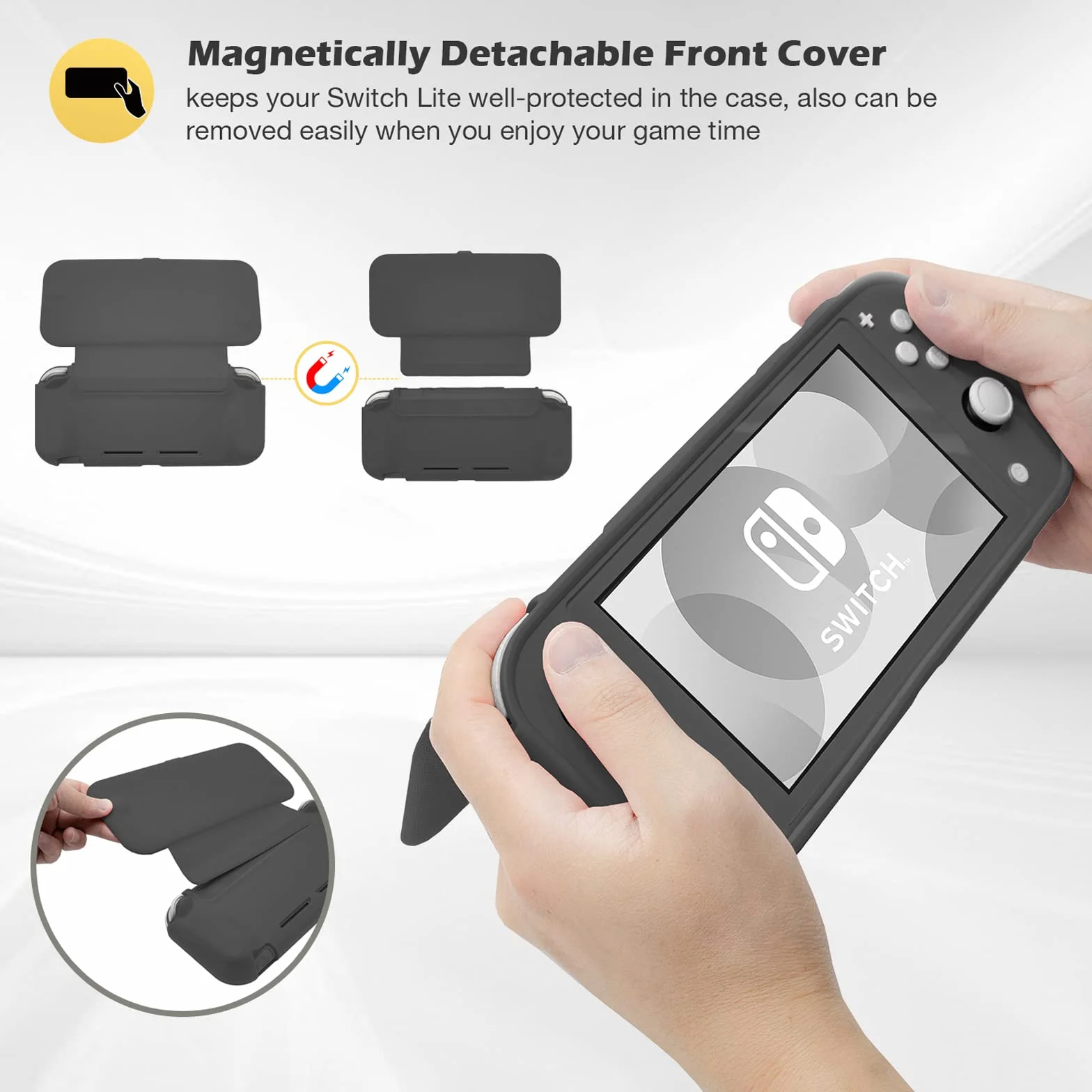 Procase Obudowa z Klapką do Nintendo Switch Lite 2019, Ochronna Zdejmowana Skrzydła + 2 Folia Ekranu, Łatwa Instalacja, Minimalistyczna i Trzeźwa