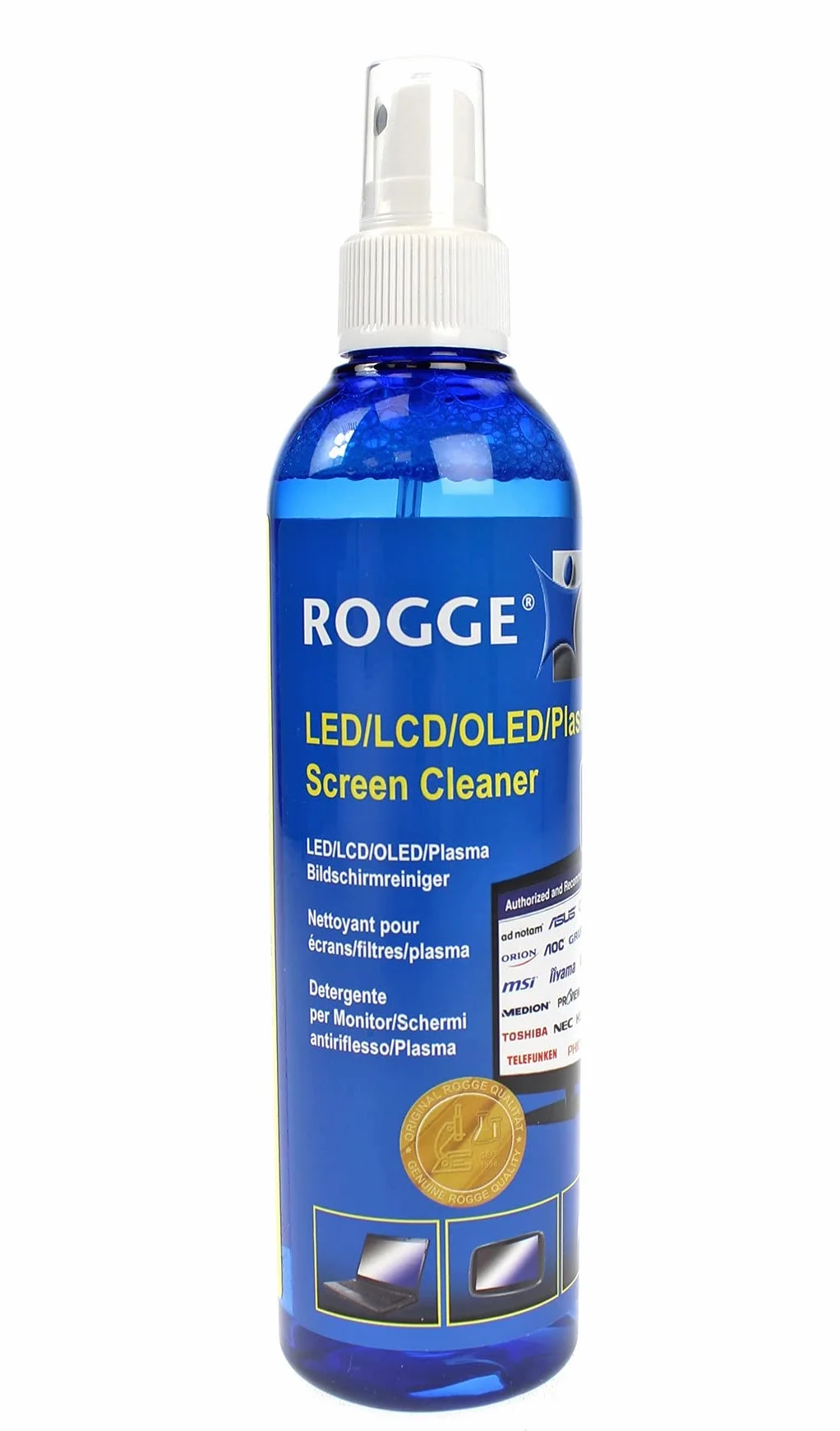 ROGGE 250 ml oryginalny, LCD - TFT - LED - TV - wyświetlacze dotykowe + plazmowy środek do czyszczenia ekranów. Oryginalny produkt od 1998 roku