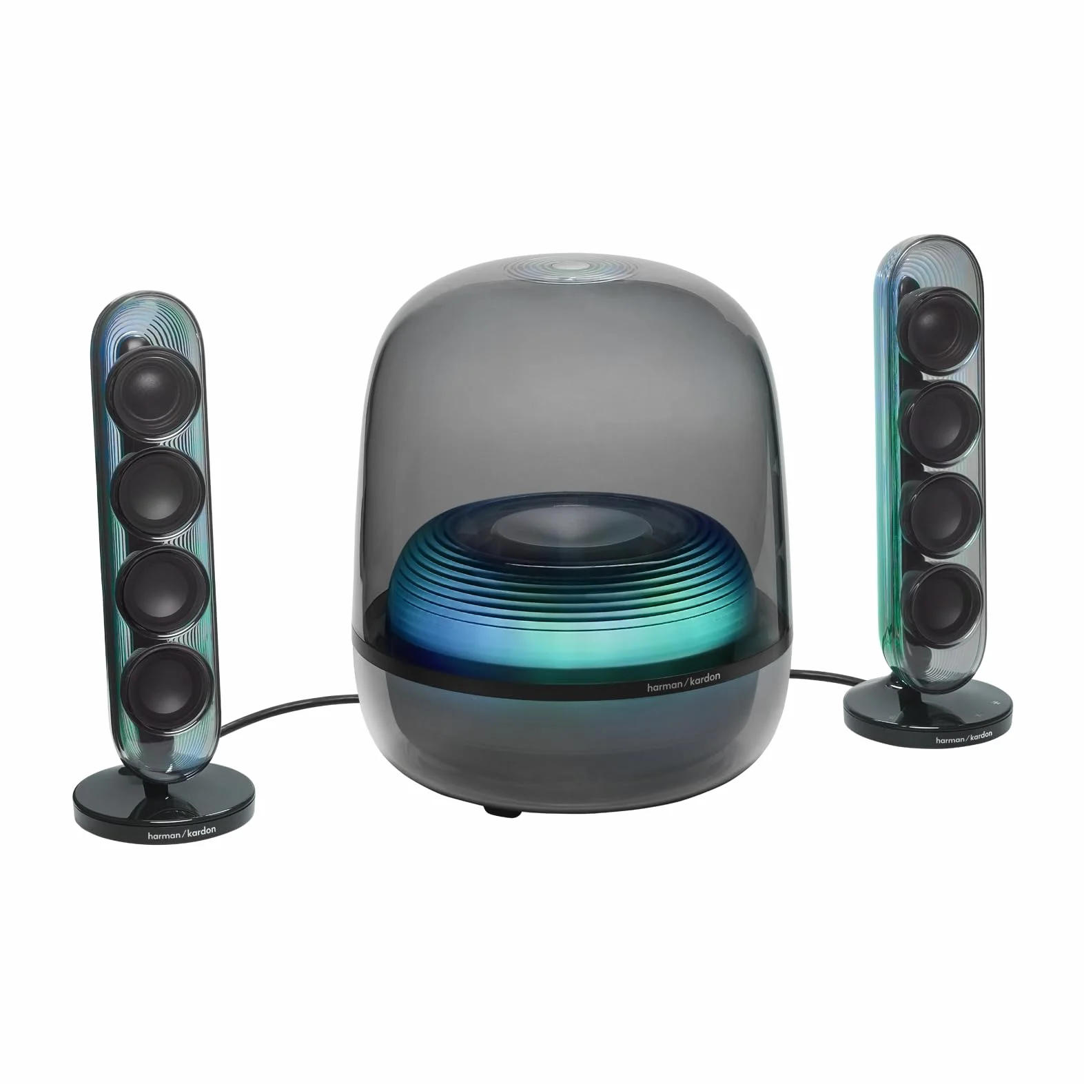 Harman Kardon SoundSticks 5 Domowy głośnik Bluetooth, 3-drożny system głośników, Jednoprzewodowa łączność HDMI ARC, Połączenie wielogłośnikowe Auracast, Kolorowe pokazy świetlne, Czarny