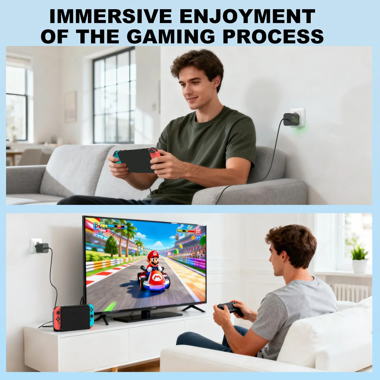 Ładowarka Switch 2 – zasilacz 60 W AC do Nintendo Switch 2 / OLED/Lite/Steam Deck, obsługa trybu TV Dock, szybkie ładowanie za pomocą kabla USB C o długości 5,9 ft