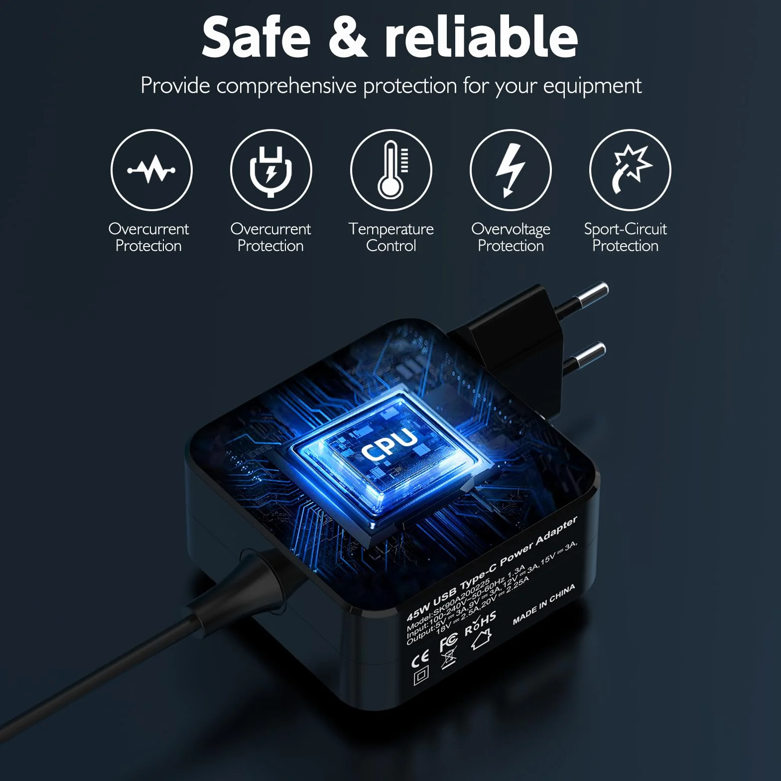 Ładowarka 45 W kompatybilna z Nintendo Switch Steam Deck/Lite/OLED, szybka ładowarka USB C 20 V/2,25 A, kabel ładujący 15 V/3 A do telefonów komórkowych typu C
