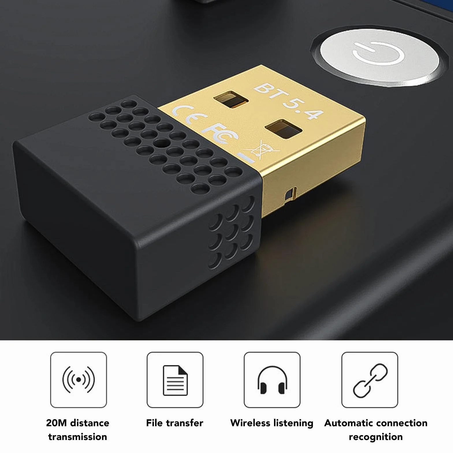 Adapter Bluetooth 5.4 do PC, mini USB Bluetooth, odbiornik Dongle 2.4G, do słuchawek, głośników, myszy, klawiatury, kontrolera, gamepada, Plug and Play, do komputera stacjonarnego z systemem
