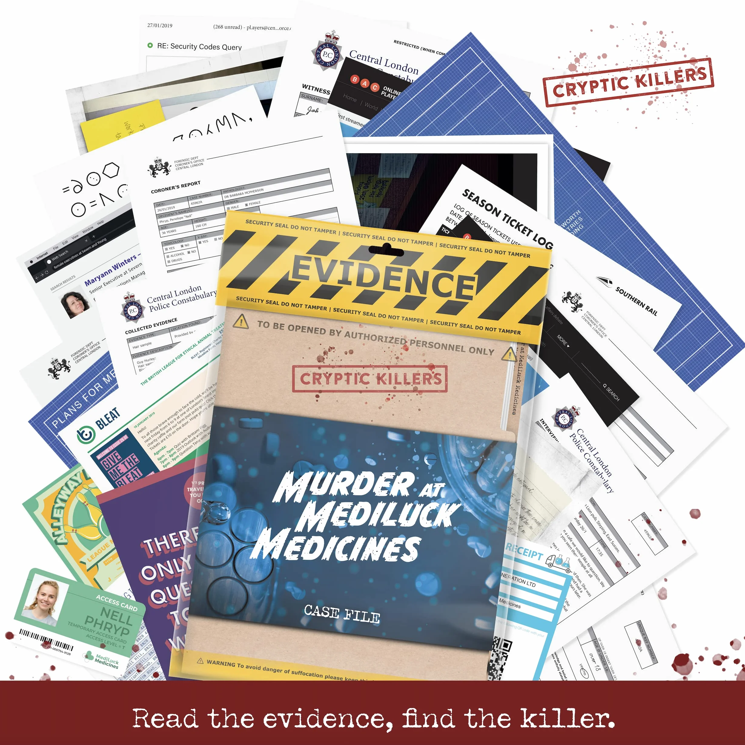 Cryptic Killers Tajemnicza gra nierozwiązana - pliki śledcze detektywistyczne i kryminalne - Murder at MediLuck Medicines