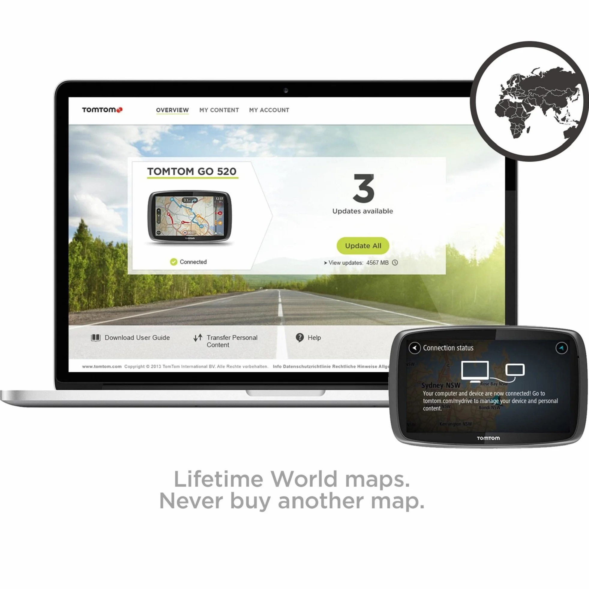 TomTom Samochodowa nawigacja sat GO 520, 15 cali z głośnomówiącymi połączeniami, Siri, Google Now, aktualizacje za pośrednictwem WiFi, dożywotniego ruchu przez smartfona i mapy świata, wiadomości do smartfonów, ekran pojemnościowy, czarny, szary