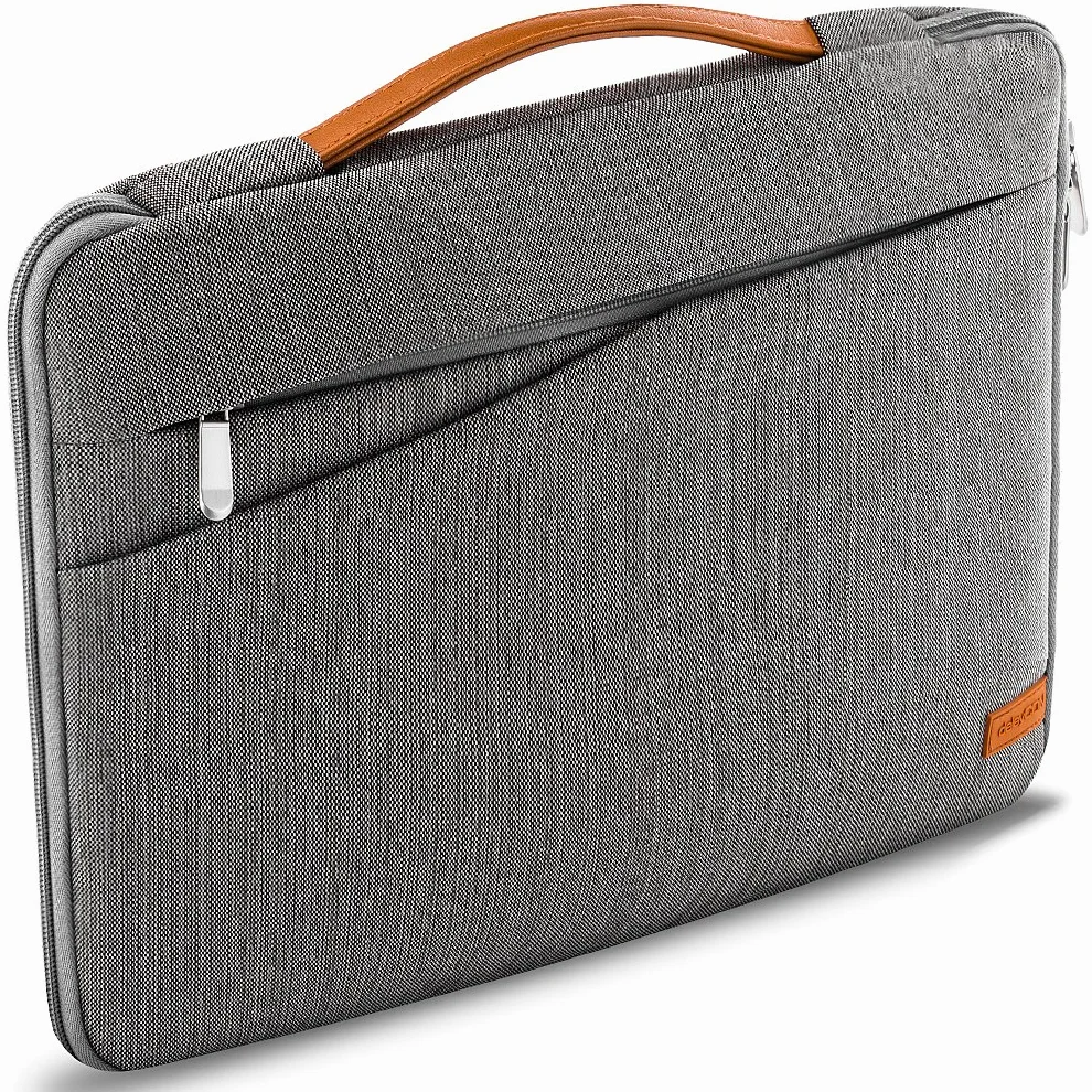 deleyCON 14" - 15,6" Torba na Laptopa Pokrowiec Ochronny na Laptopa Netbook (35,56 cm - 39,62 cm) Wykonana z Wytrzymałego Nylonu 2 Przegródki na Akcesoria Wzmocnione Wyściełane Ściany - Szara