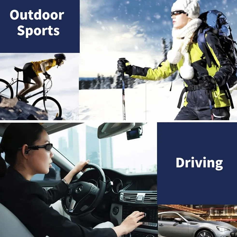 Bezprzewodowe Okulary Przeciwsłoneczne Bluetooth, Okulary Przeciwsłoneczne z Dźwiękiem Stereo do Uprawiania Sportów na świeżym Powietrzu, Redukcja Szumów, Odtwarzanie Muzyki, Słuchawki, Materiały Eksp