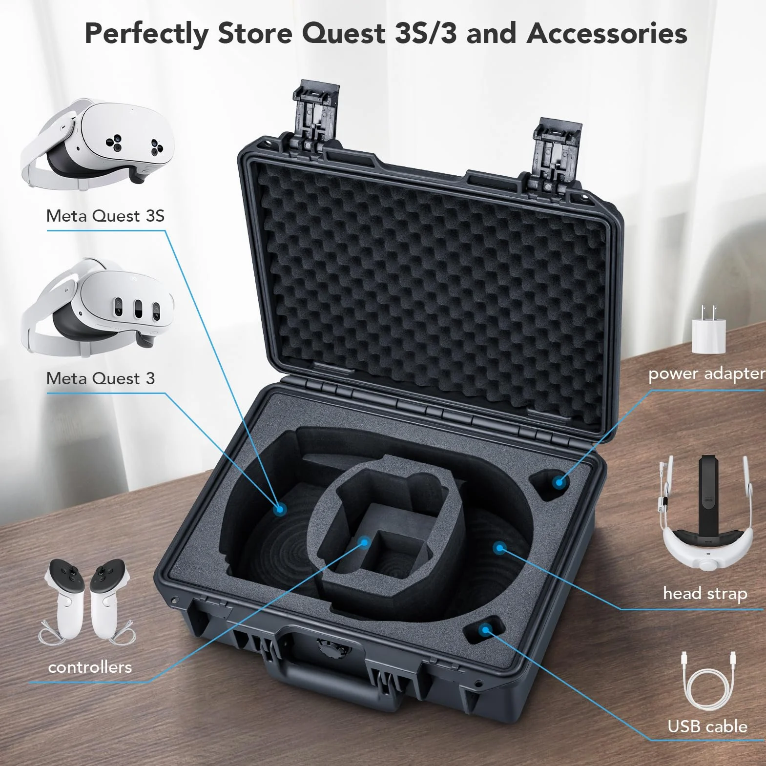 Lykus Titan OQ210 Walizka Wodoodporna do Quest 3 z baterią, czarna