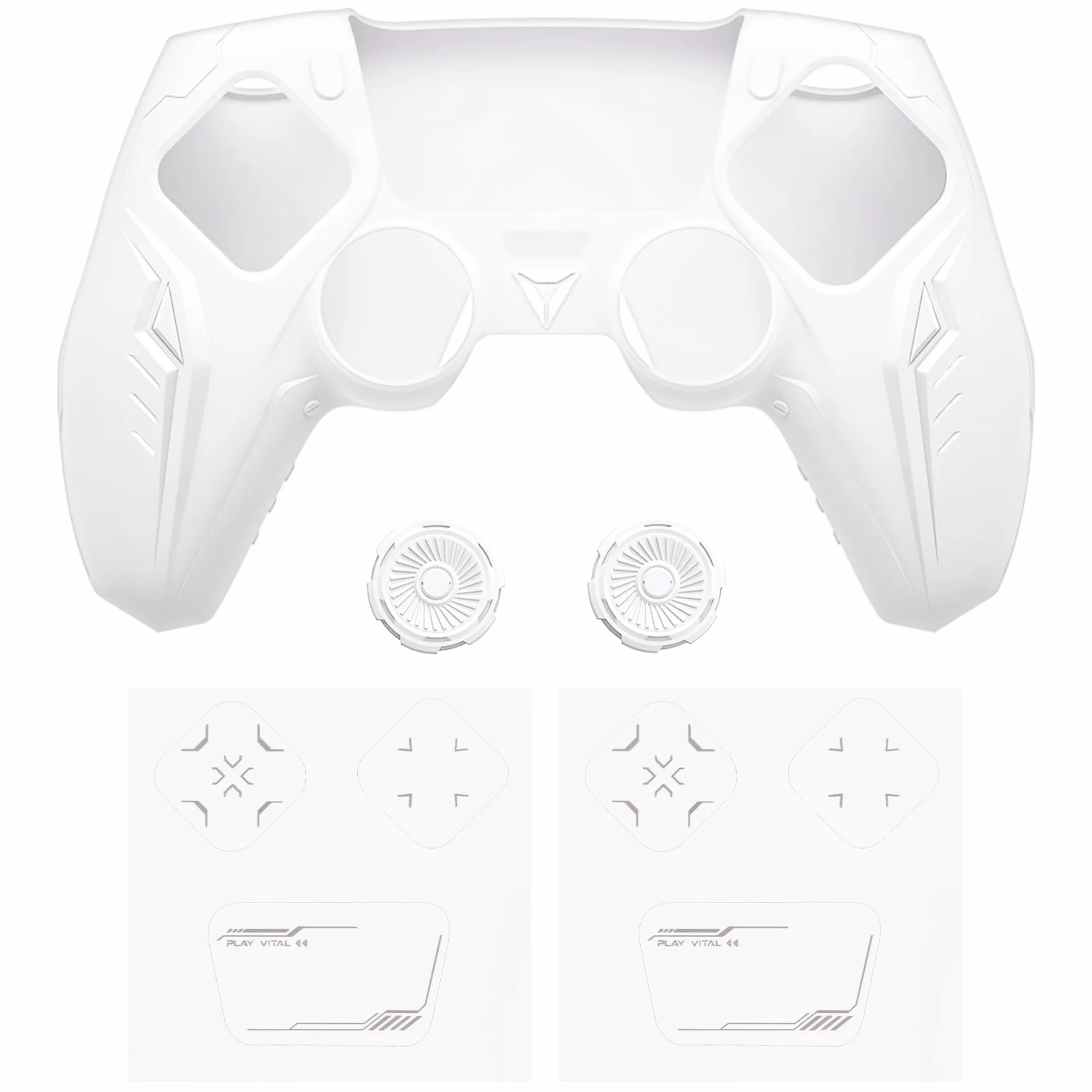 PlayVital Silikonowa Etui do ps5 Kontroler,Protective Case Silikonowa Osłona do ps5 Pokrowiec Skóry Ochronny Nakładka kompatybilna z ps5 Stacją Dokującą-Biały(CyberMech Edycja)