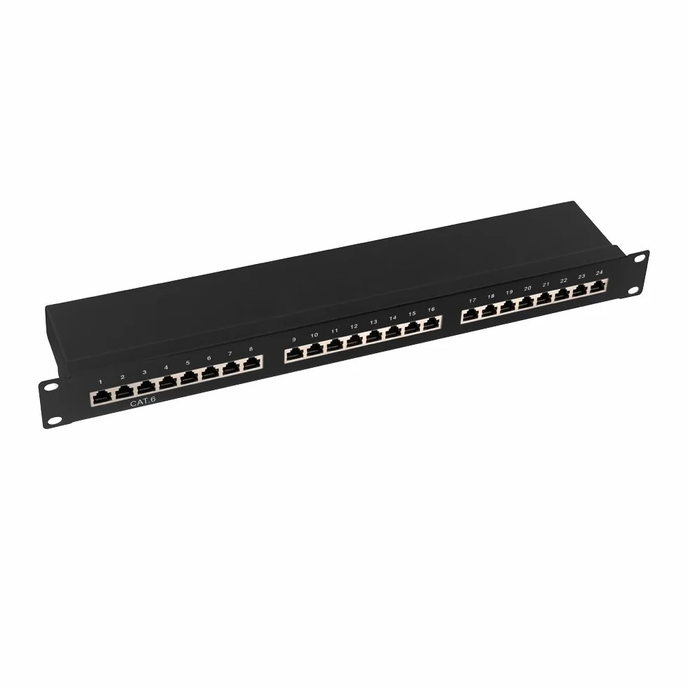 LogiLink Professional EconLine Cat.6 (250 MHz) panel krosowy - pole rozdzielacza, 19", STP (ekranowane) 24-Port (RJ45)