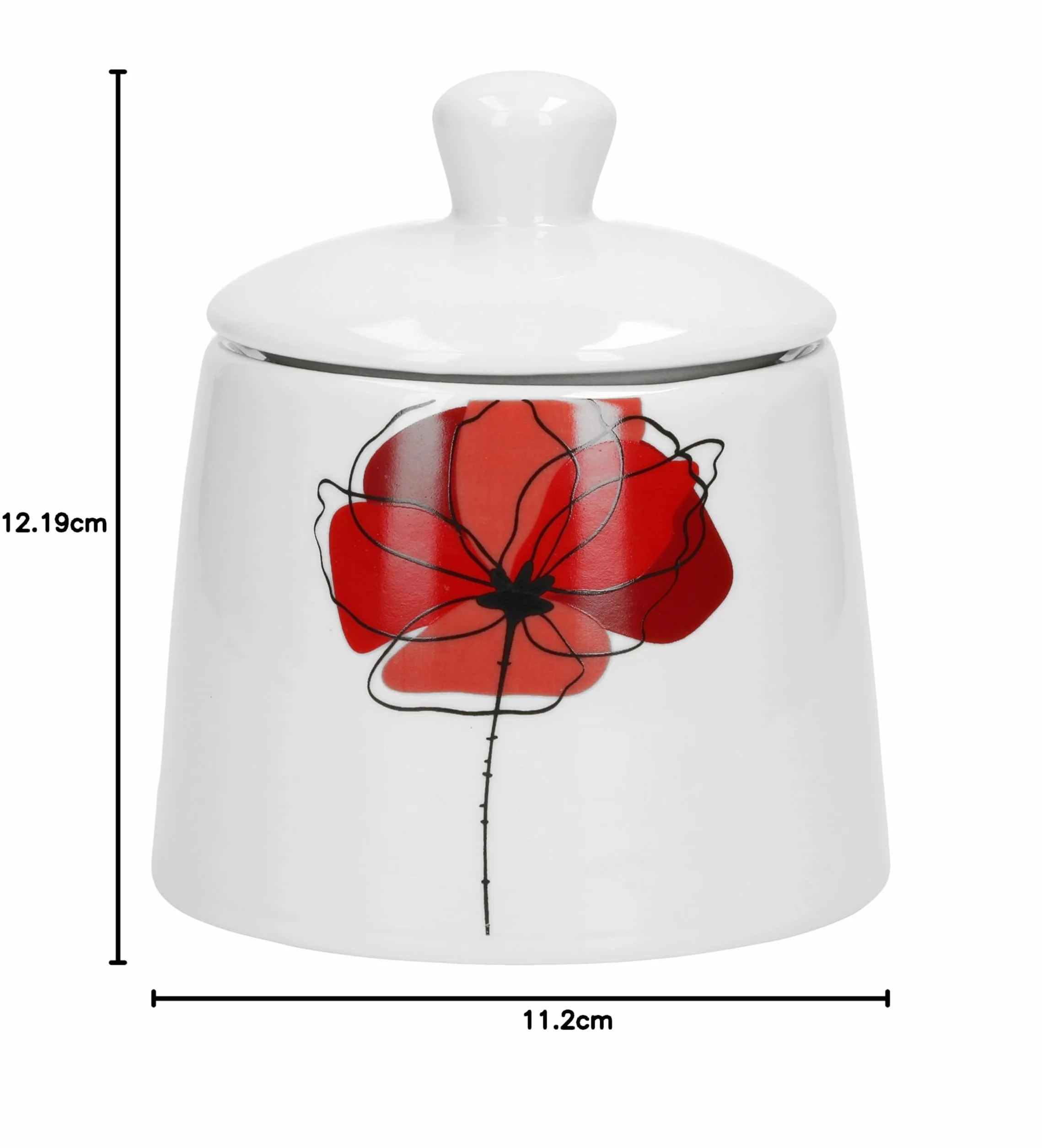 Van Well Zestaw cukru i mleka Monika | cukiernica z pokrywką | dzbanek na mleko | mleko i cukier | mak czerwony | szlachetne naczynia porcelanowe | gastronomia