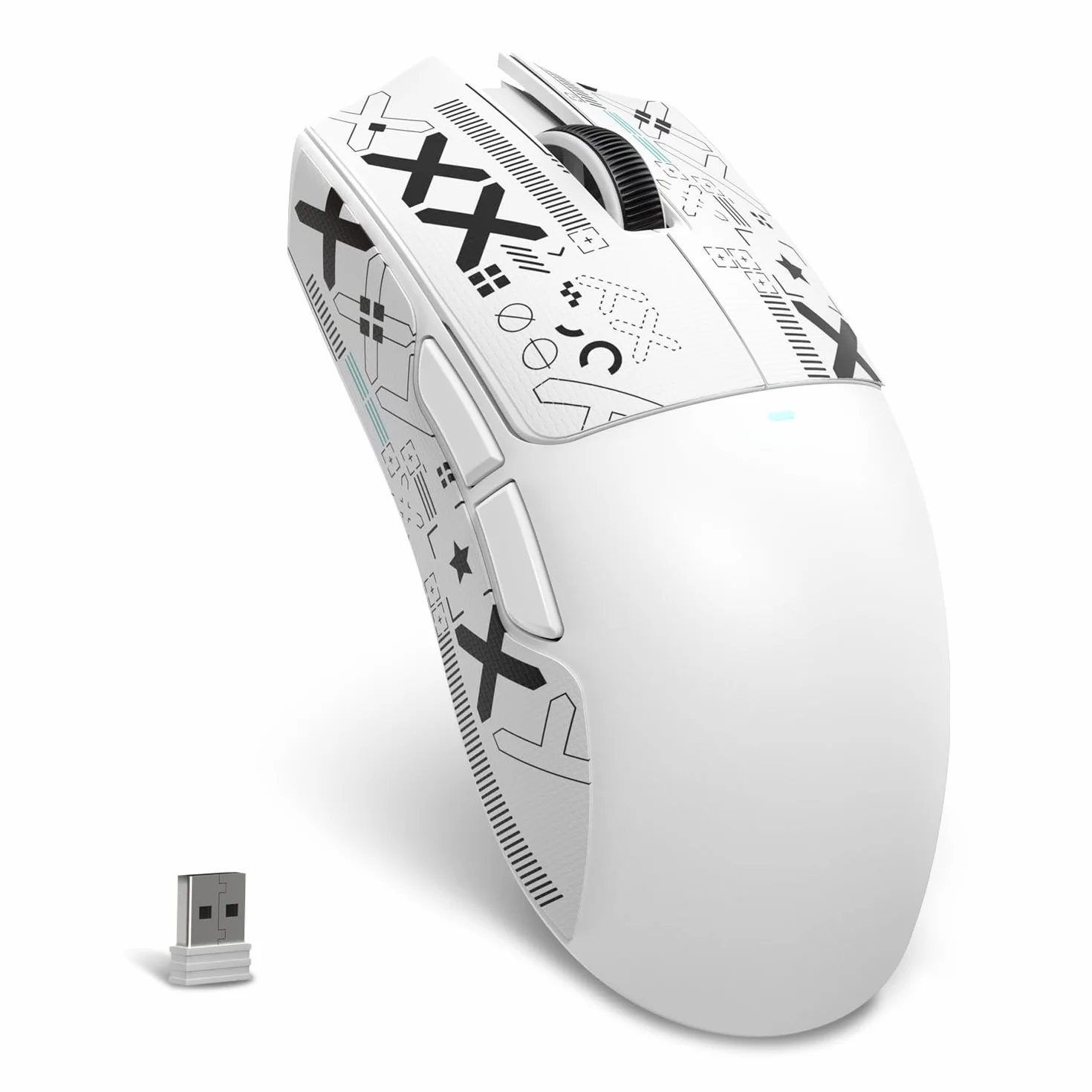 MAMBASNAKE X ATTACK SHARK X11SE Bezprzewodowa mysz do gier—do 22000 DPI,czujnik PixArt PAW3311,BT/2.4G/przewodowa,lekka 59g z taśmą,kliknięcia 2000W,przyspieszenie 40G,długa bateria,dla Win/Mac—Biała