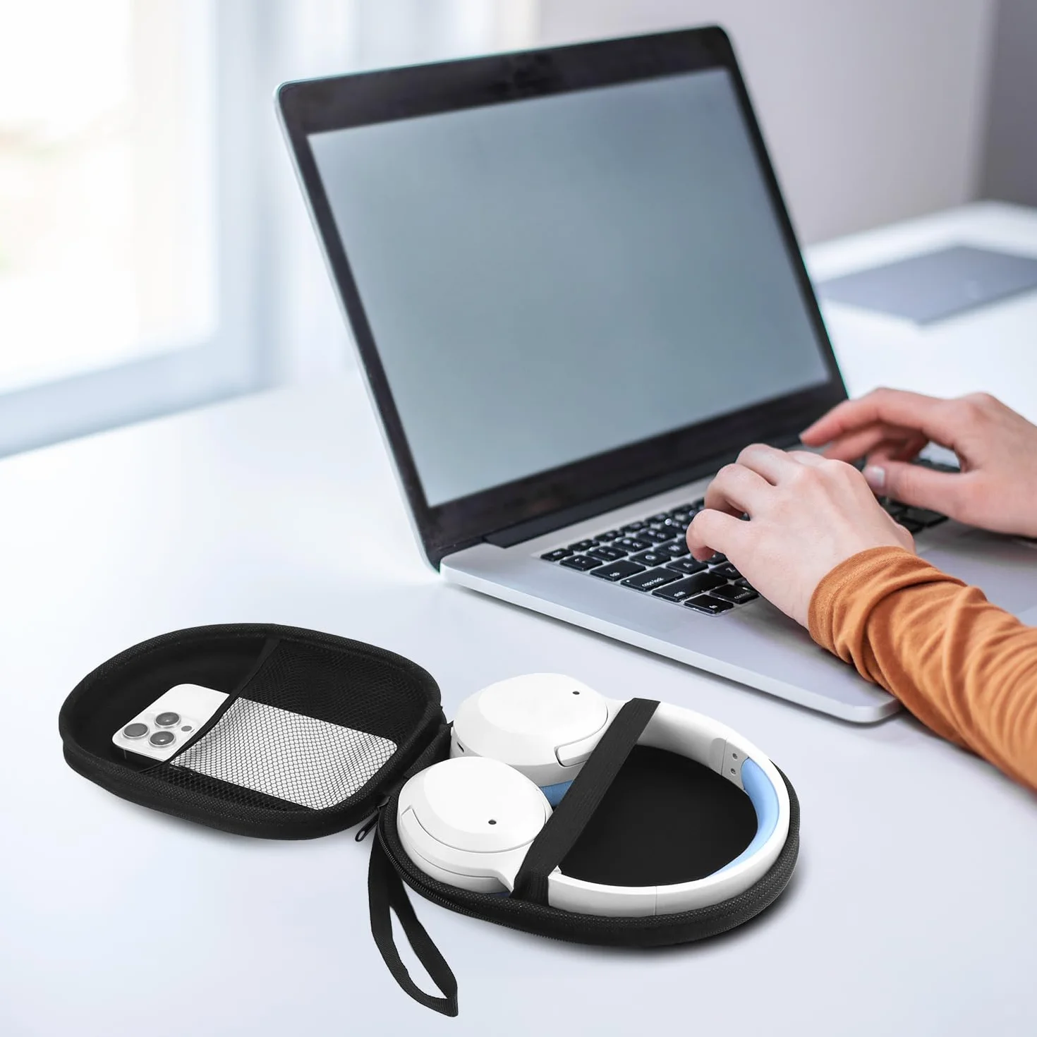 QWORK® Etui na słuchawki, etui na słuchawki nauszne, do większości słuchawek nausznych