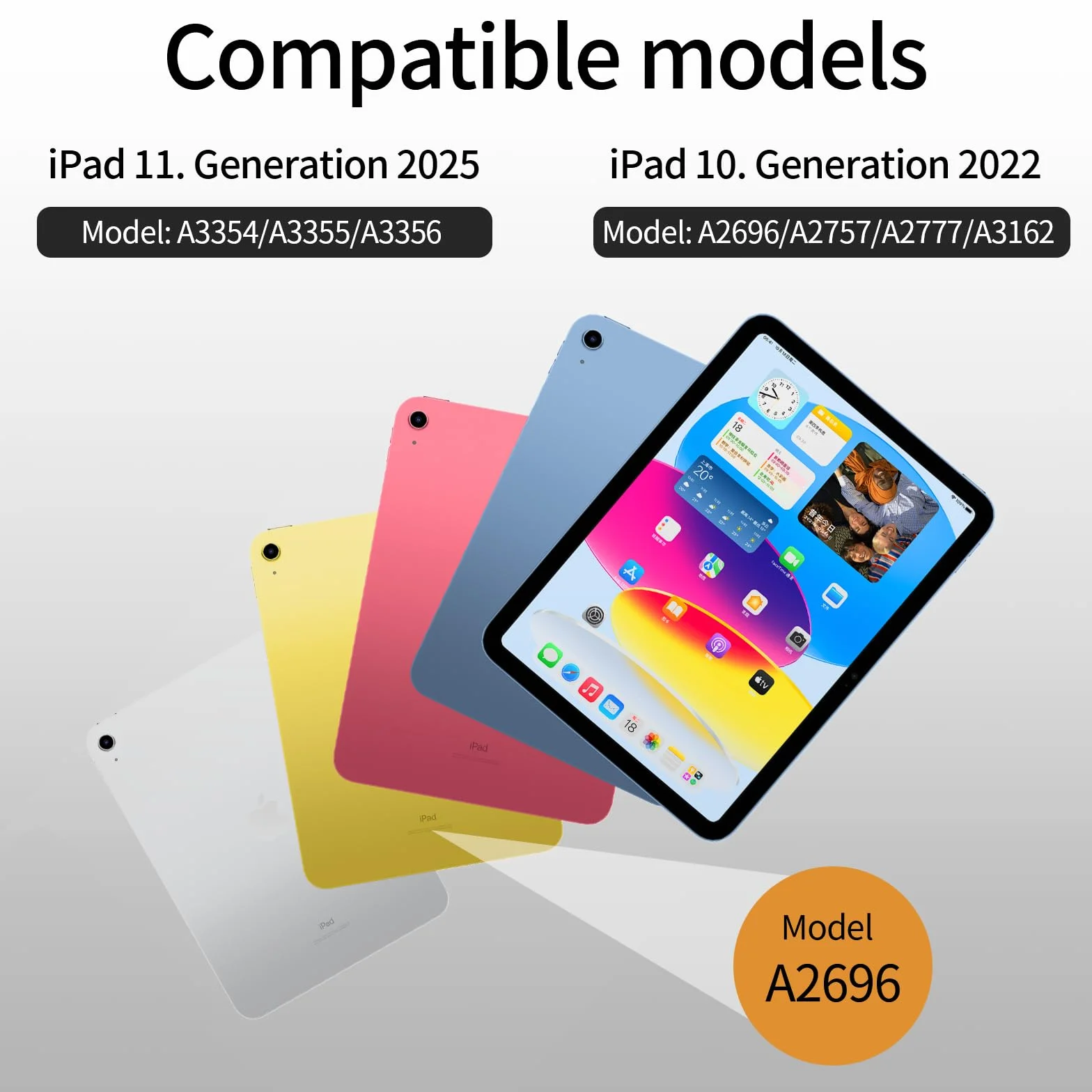 Etui z klawiaturą do iPada A16 11 generacji 2025 (11 cali), iPad 10 generacji 2022 (10,9 cala) z uchwytem na długopis, bezprzewodowa klawiatura, smukłe, lekkie, miękkie etui, układ QWERTZ