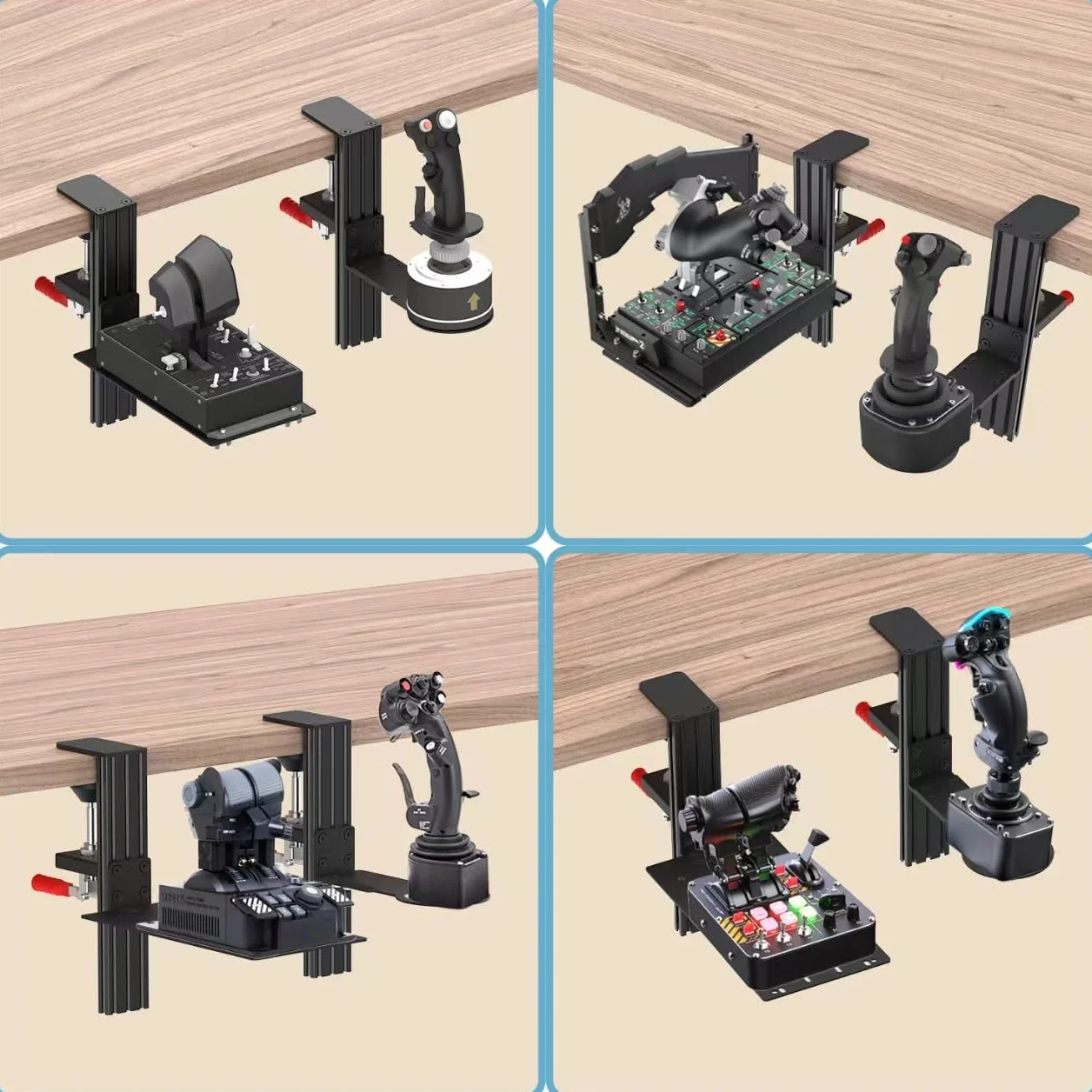 Montaż na biurku Kompatybilny z Thrustmaster HOTAS Warthog VKB STECS VKB Gunfighter Winwing Orion 1/2 VPC T-50CM3 Virpil