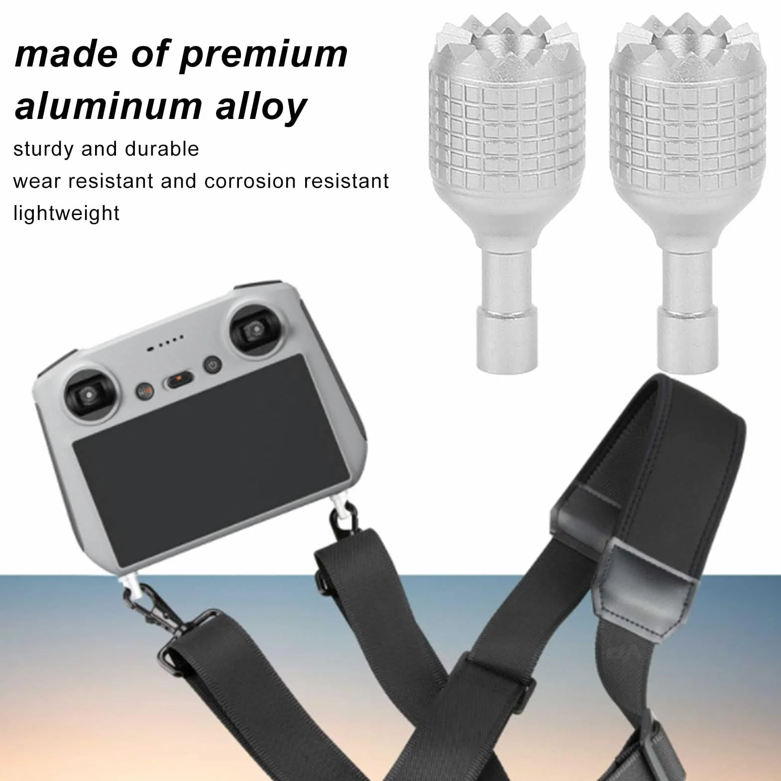 VGEBY Piloty zdalnego sterowania do dronów, 2 sztuki, stop aluminium, srebrny, obróbka CNV, joystick UAV, mini akcesoria DJI do Mini 3 Pro RC z akcesoriami do ekranu