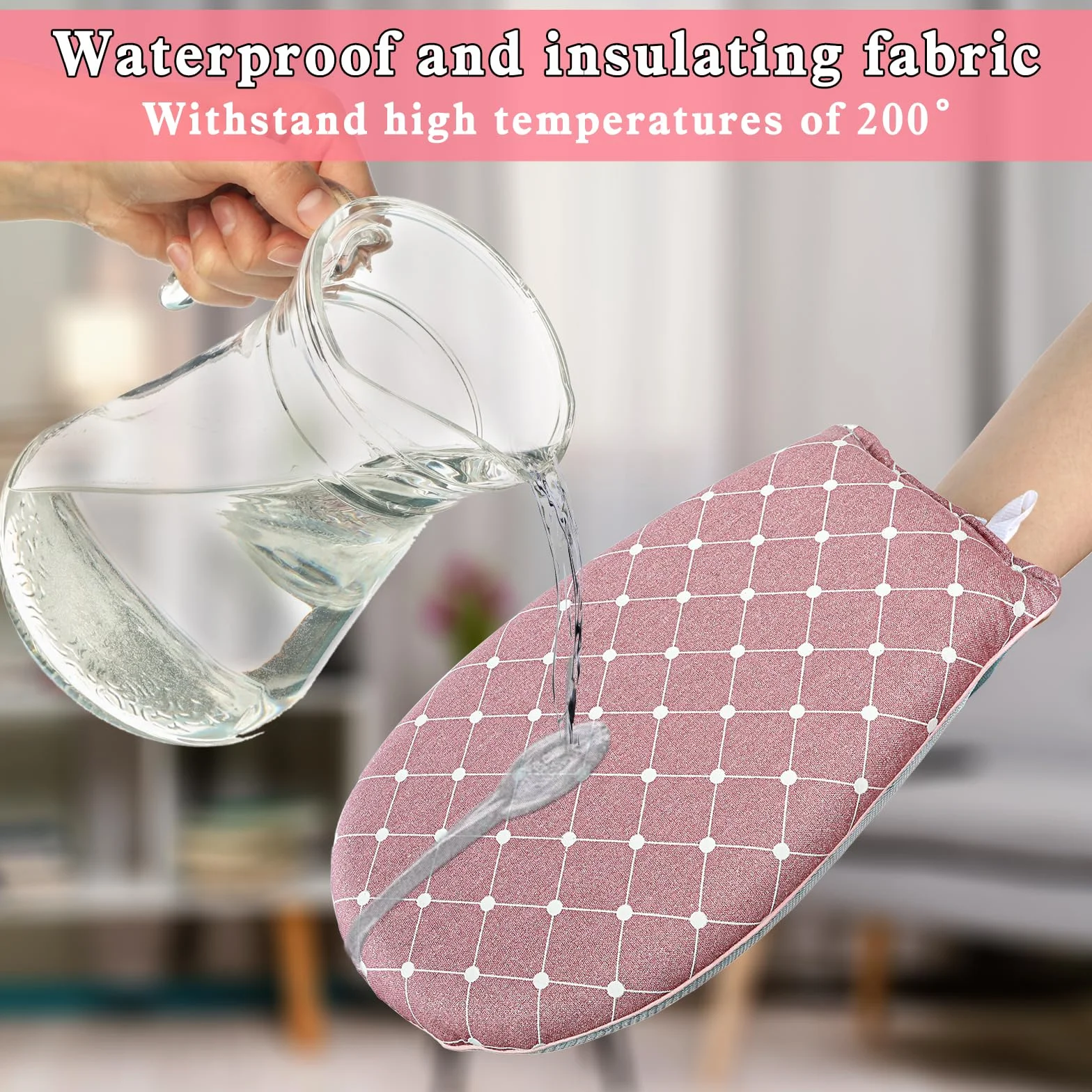 Andibro Garment Steamer rękawice do prasowania, parownica, ze szlufką na palec, wodoszczelne, odporne na wysokie temperatury, akcesoria do ubrań, koszulek, prasowania (różowe)