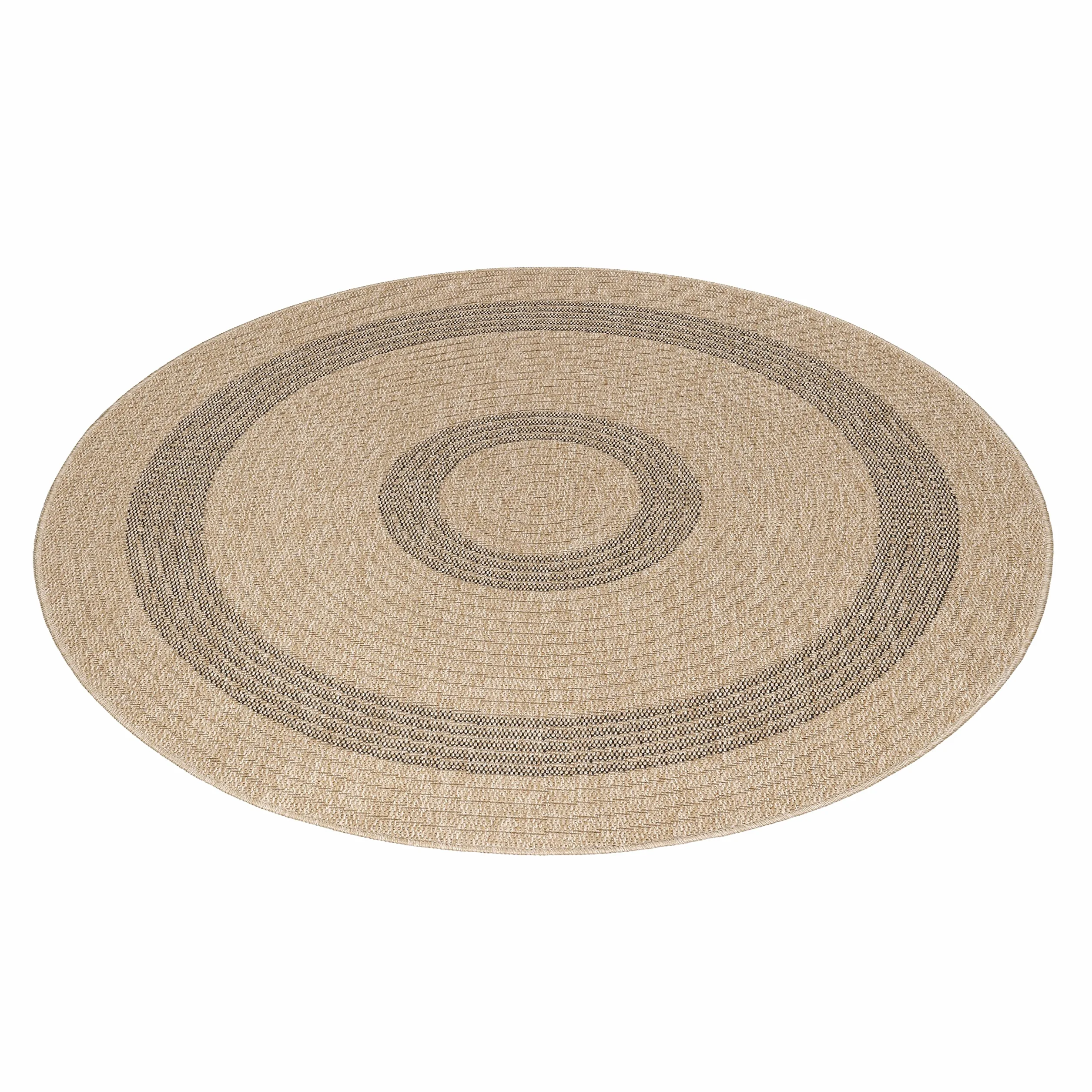 HomebyHome Dywan Okrągły 120 cm Czarny Sizalowo-Jutowy Wodoodporny