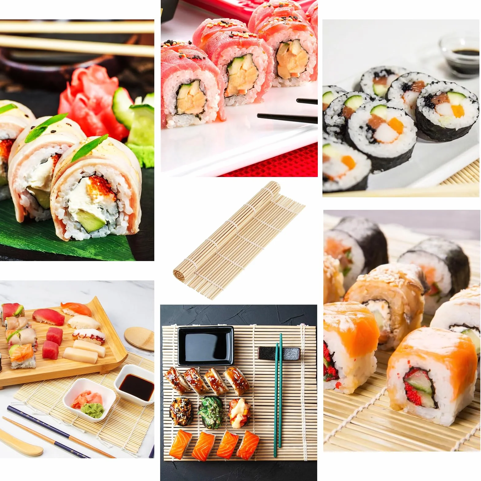 Mata do sushi bambusowa 24 x 24 cm naturalna rolka do maki
